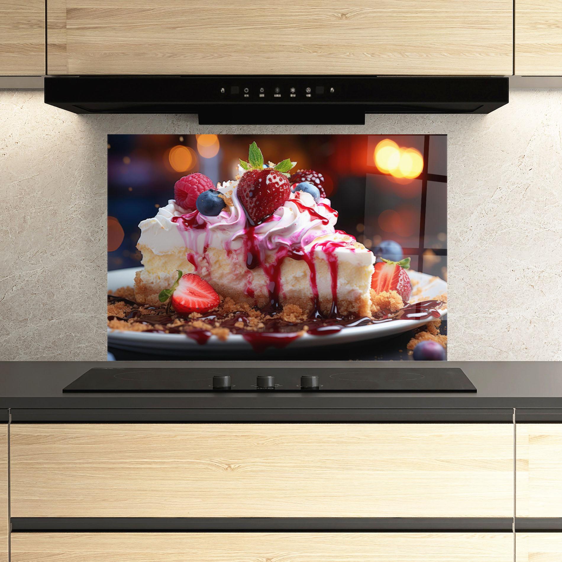 Konyhai üveg hátfal Cheesecake Berries mockup 3
