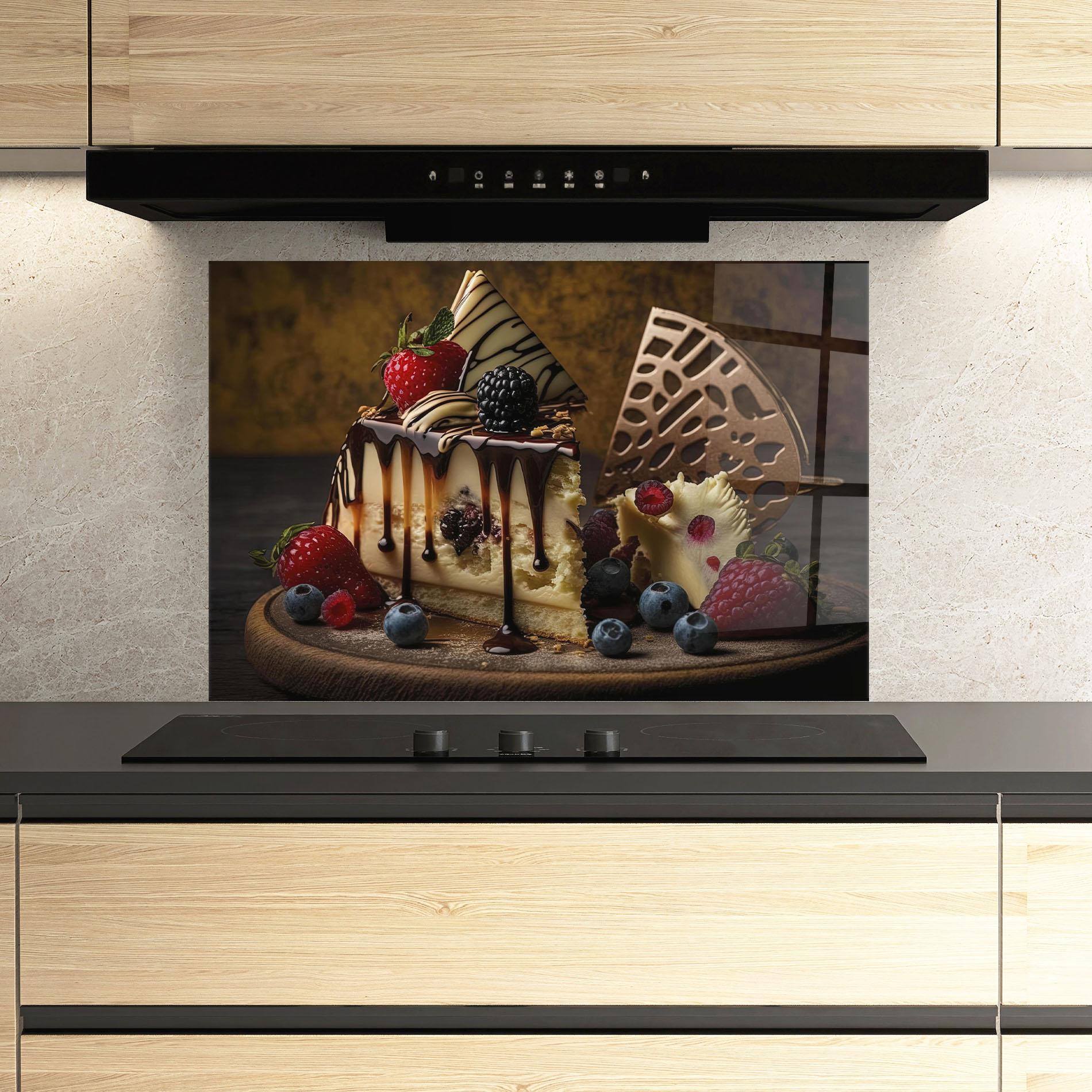 Konyhai üveg hátfal Cheesecake Chocolate mockup 3