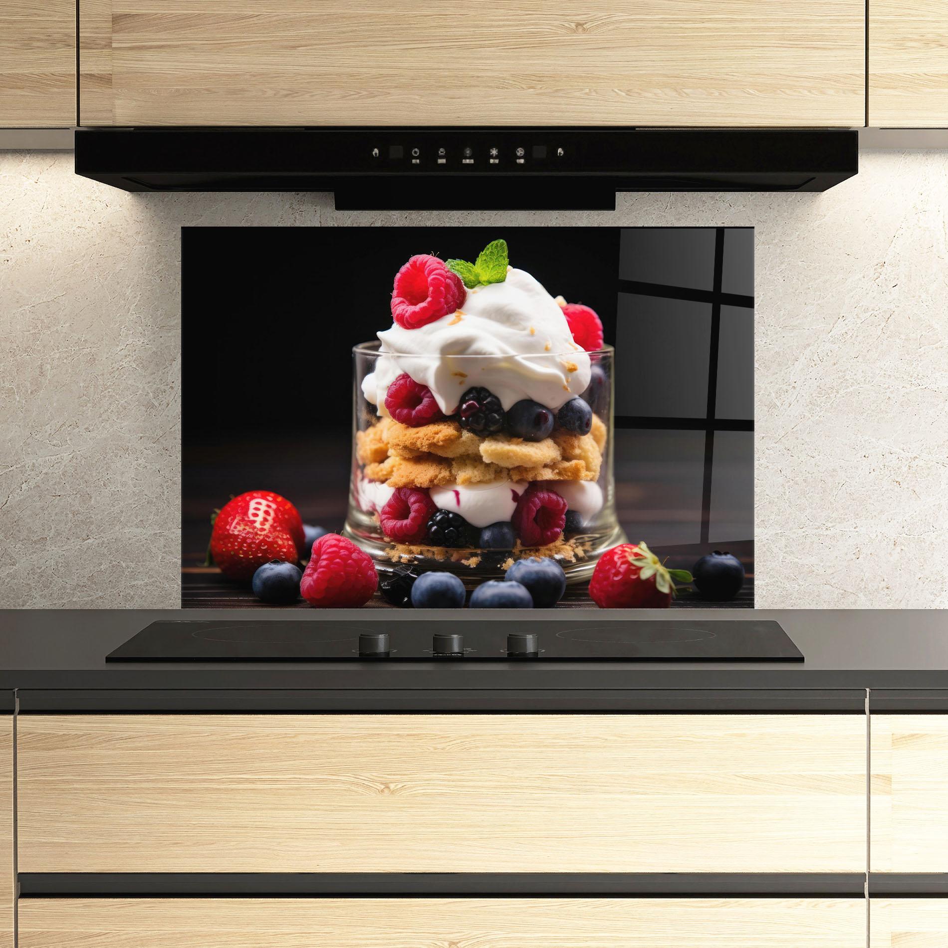 Konyhai üveg hátfal Cup Fruit Dessert mockup 3