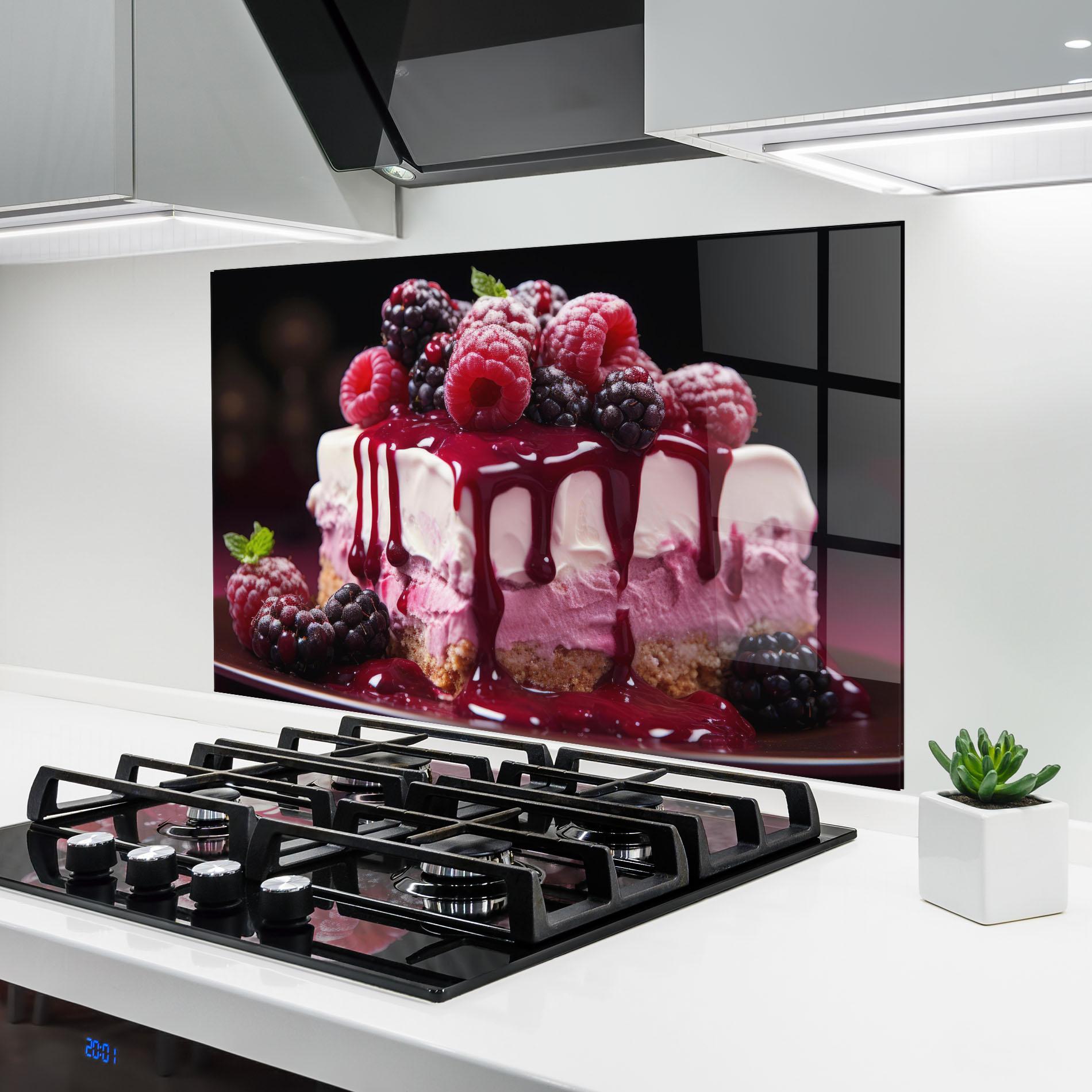 Konyhai üveg hátfal Berries Cream mockup 6