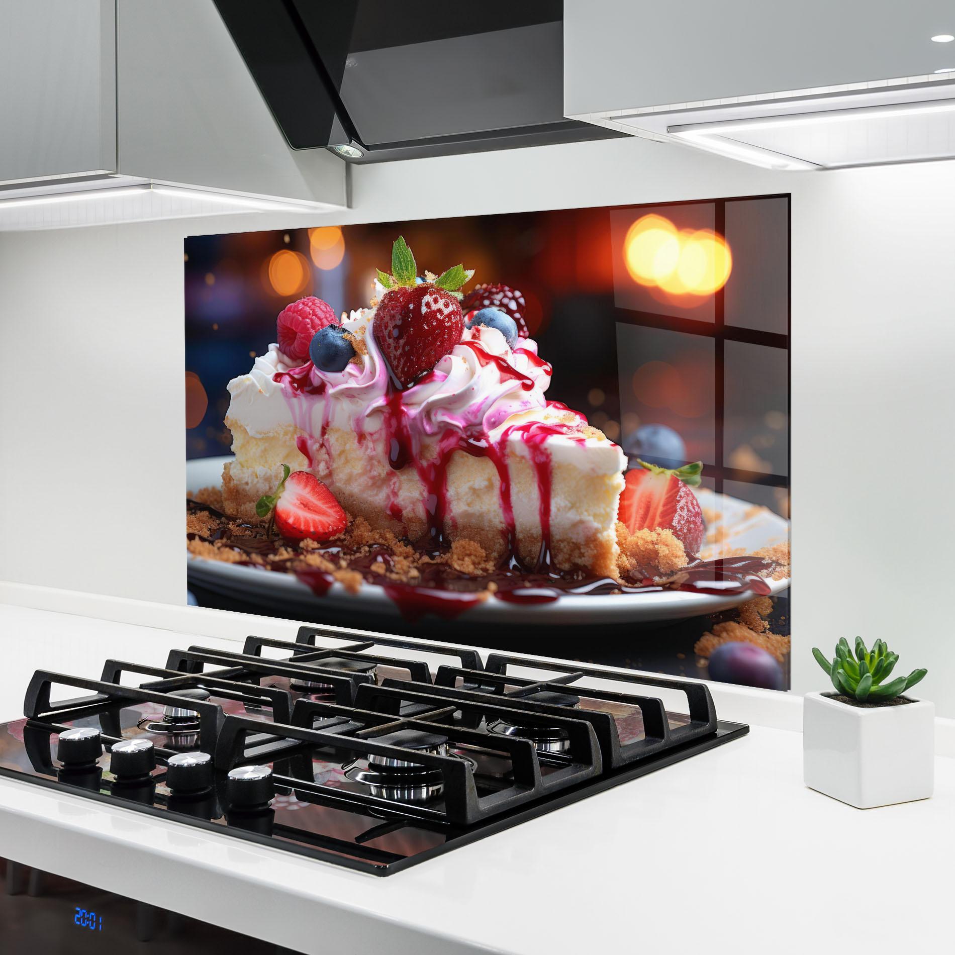 Konyhai üveg hátfal Cheesecake Berries mockup 6