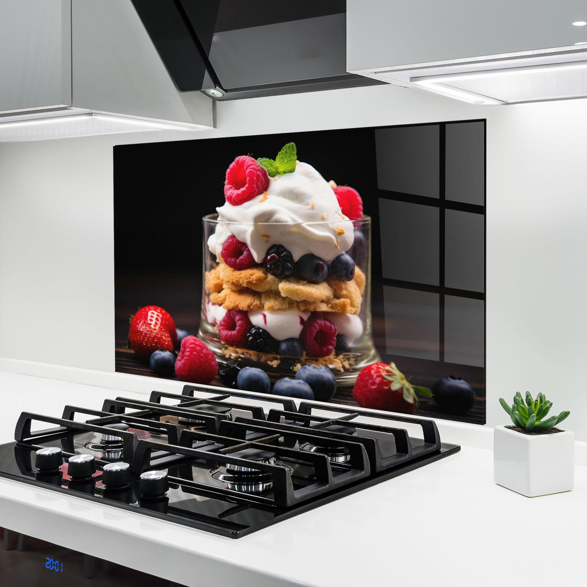 Konyhai üveg hátfal Cup Fruit Dessert mockup 6
