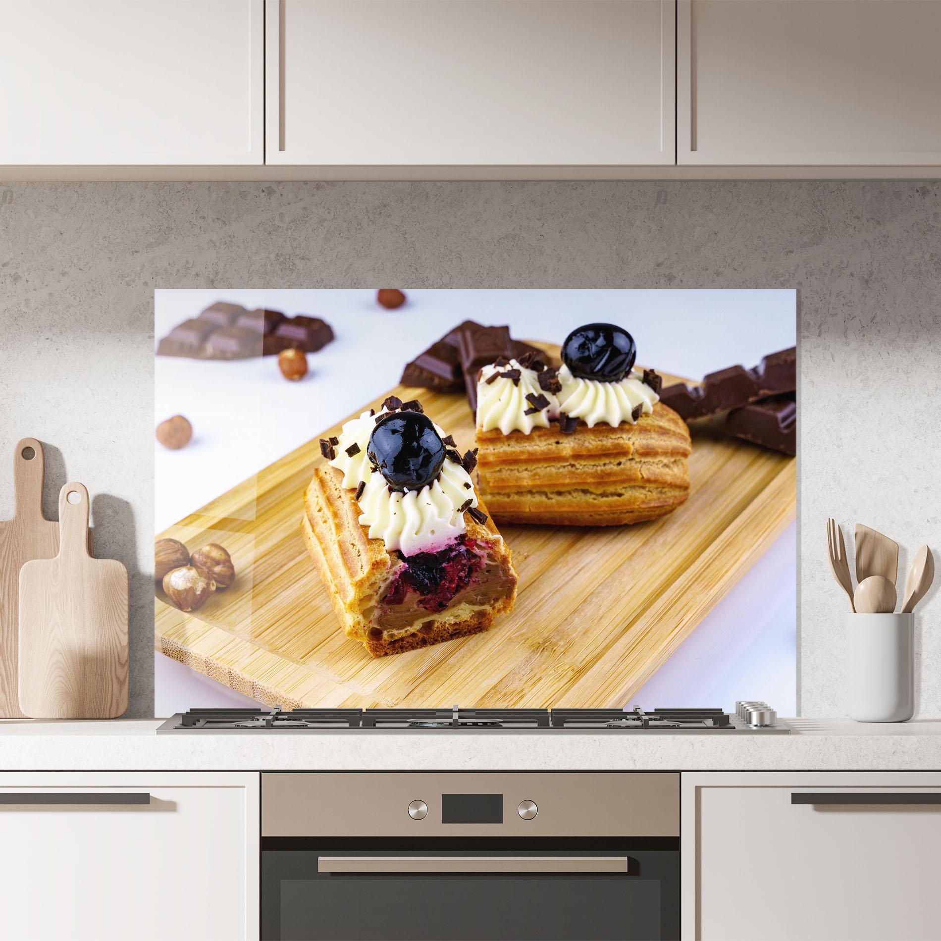 Konyhai üveg hátfal Blueberry Eclair mockup 7