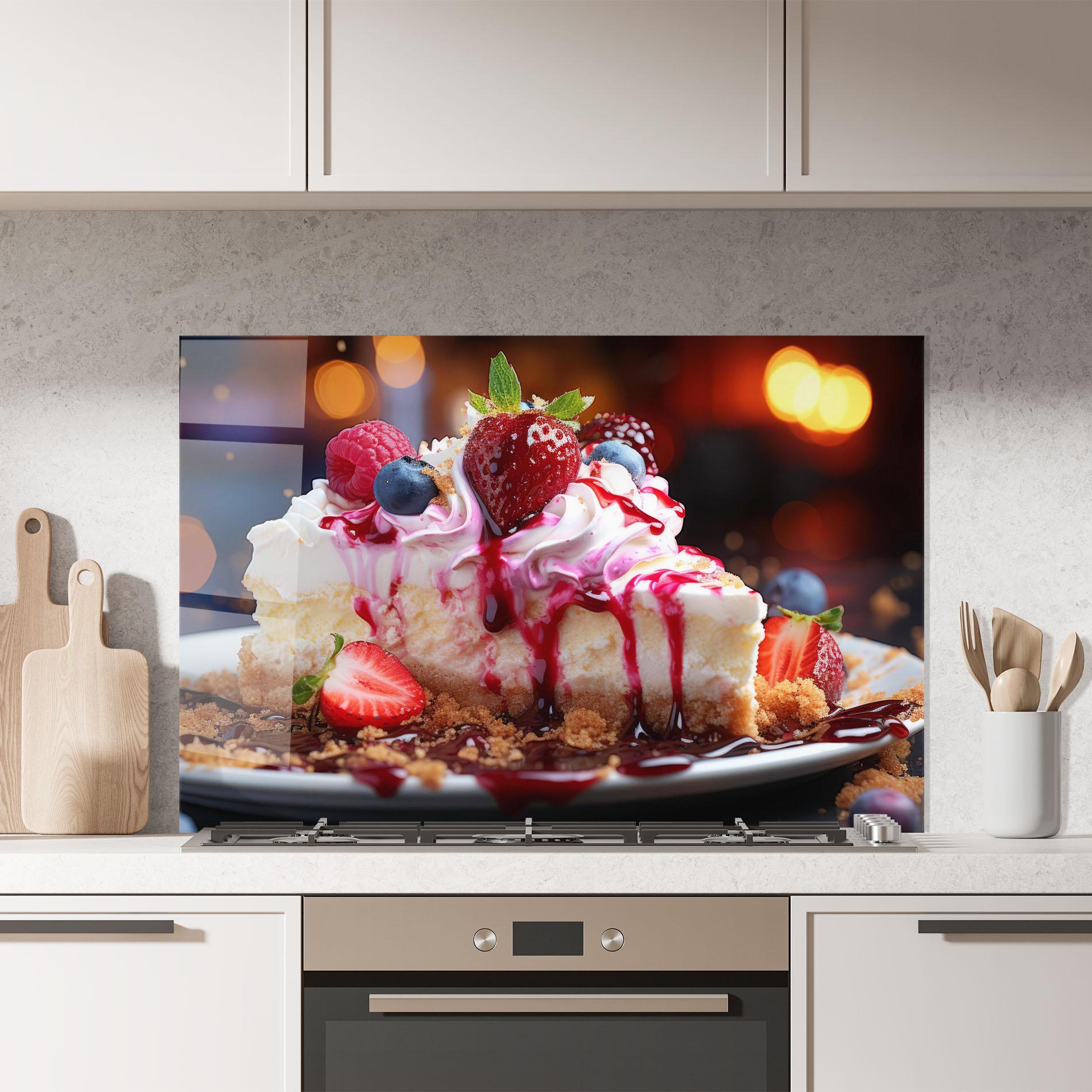 Konyhai üveg hátfal Cheesecake Berries mockup 7