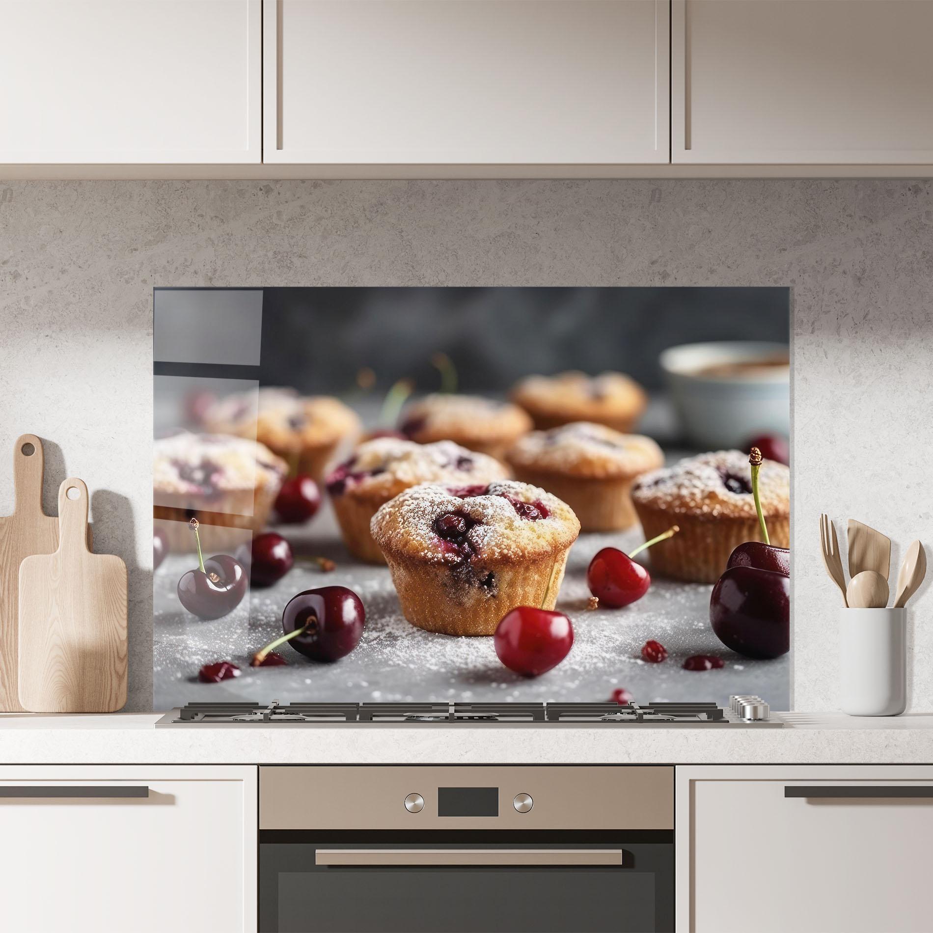 Konyhai üveg hátfal Cherries Muffins mockup 7