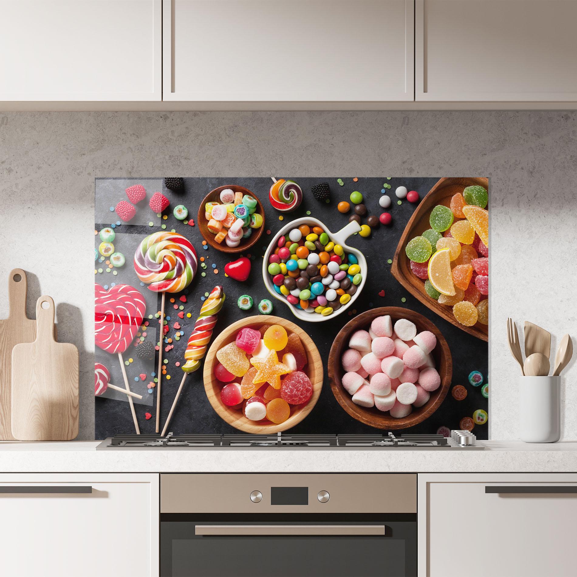 Konyhai üveg hátfal Colorful Candies mockup 7