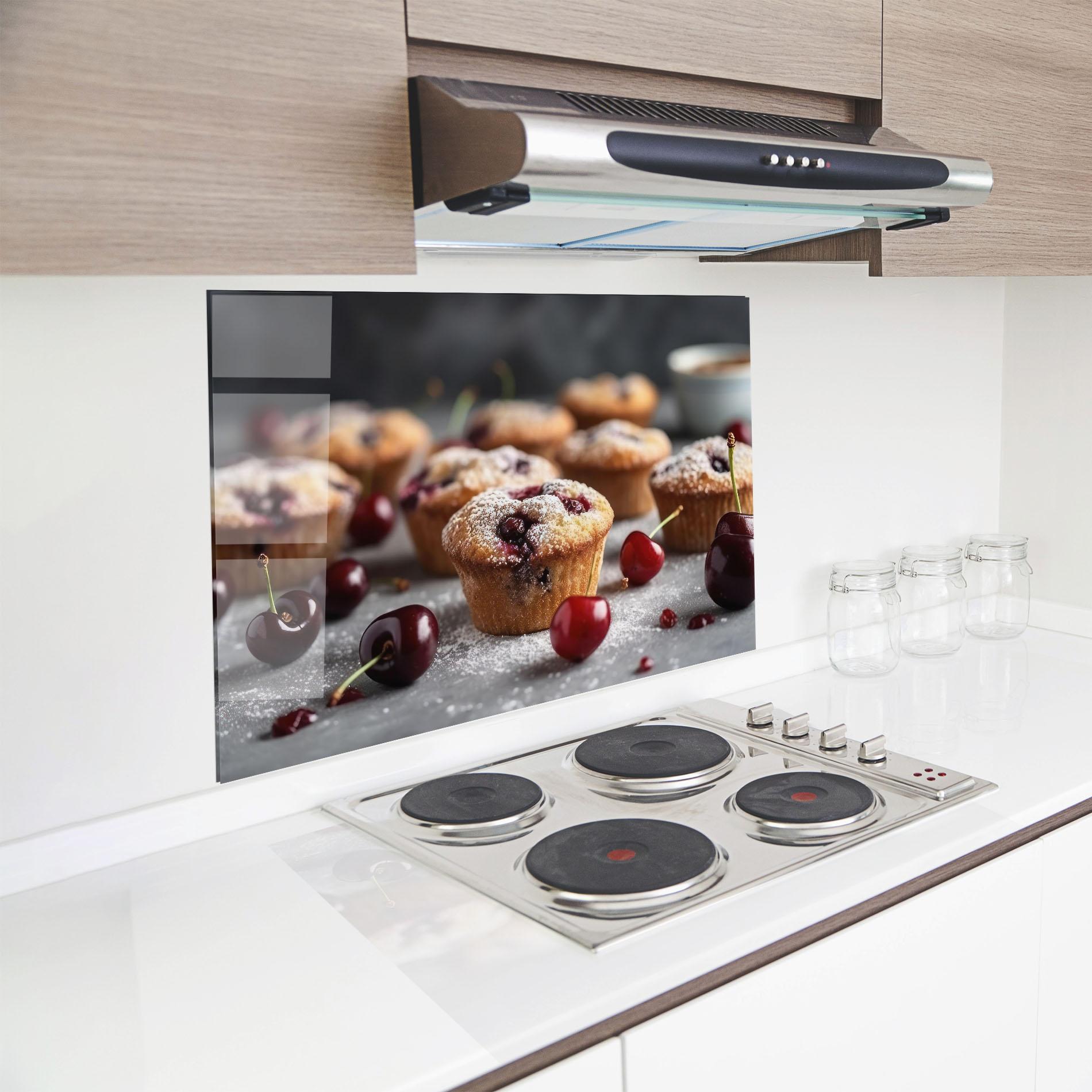 Konyhai üveg hátfal Cherries Muffins mockup 8