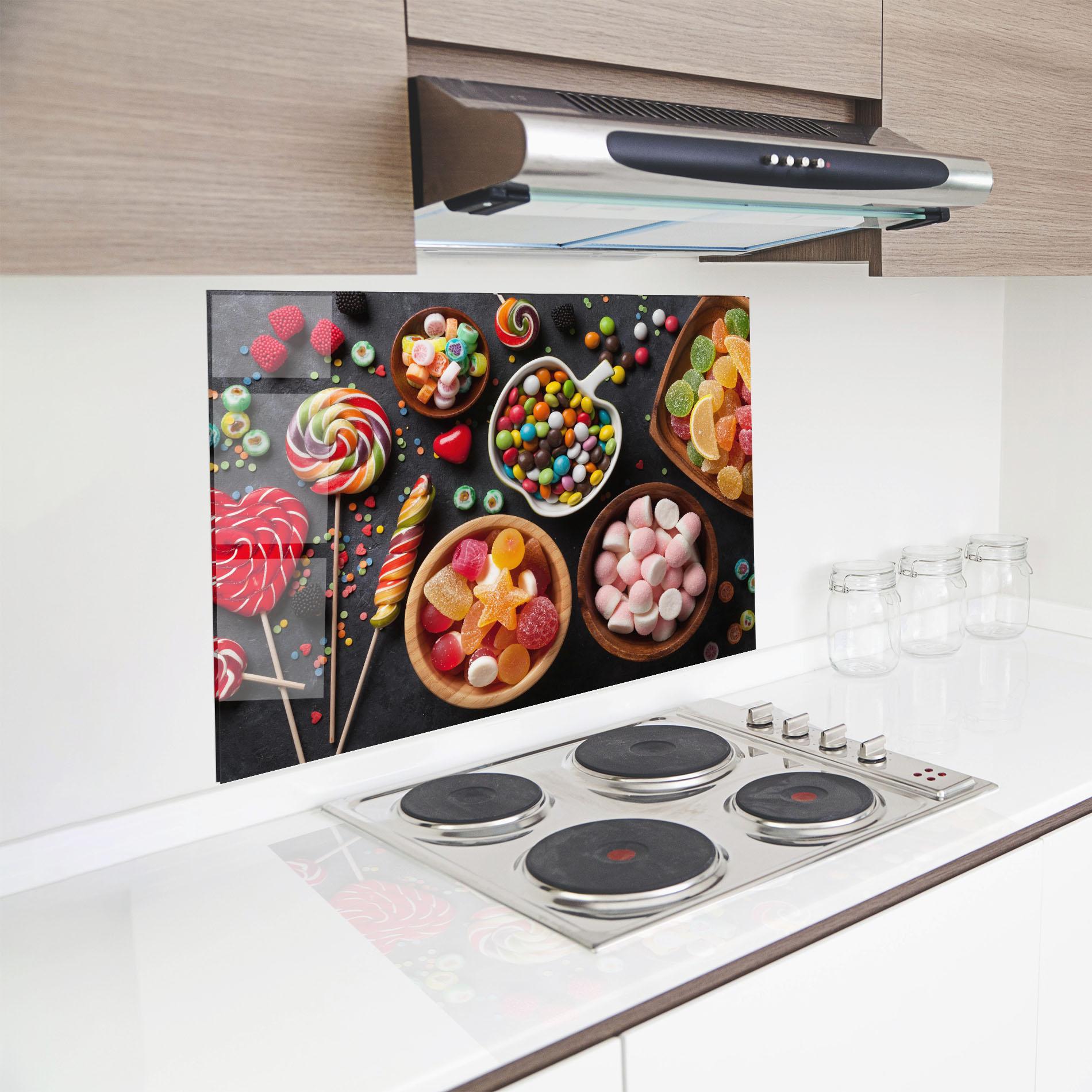 Konyhai üveg hátfal Colorful Candies mockup 8