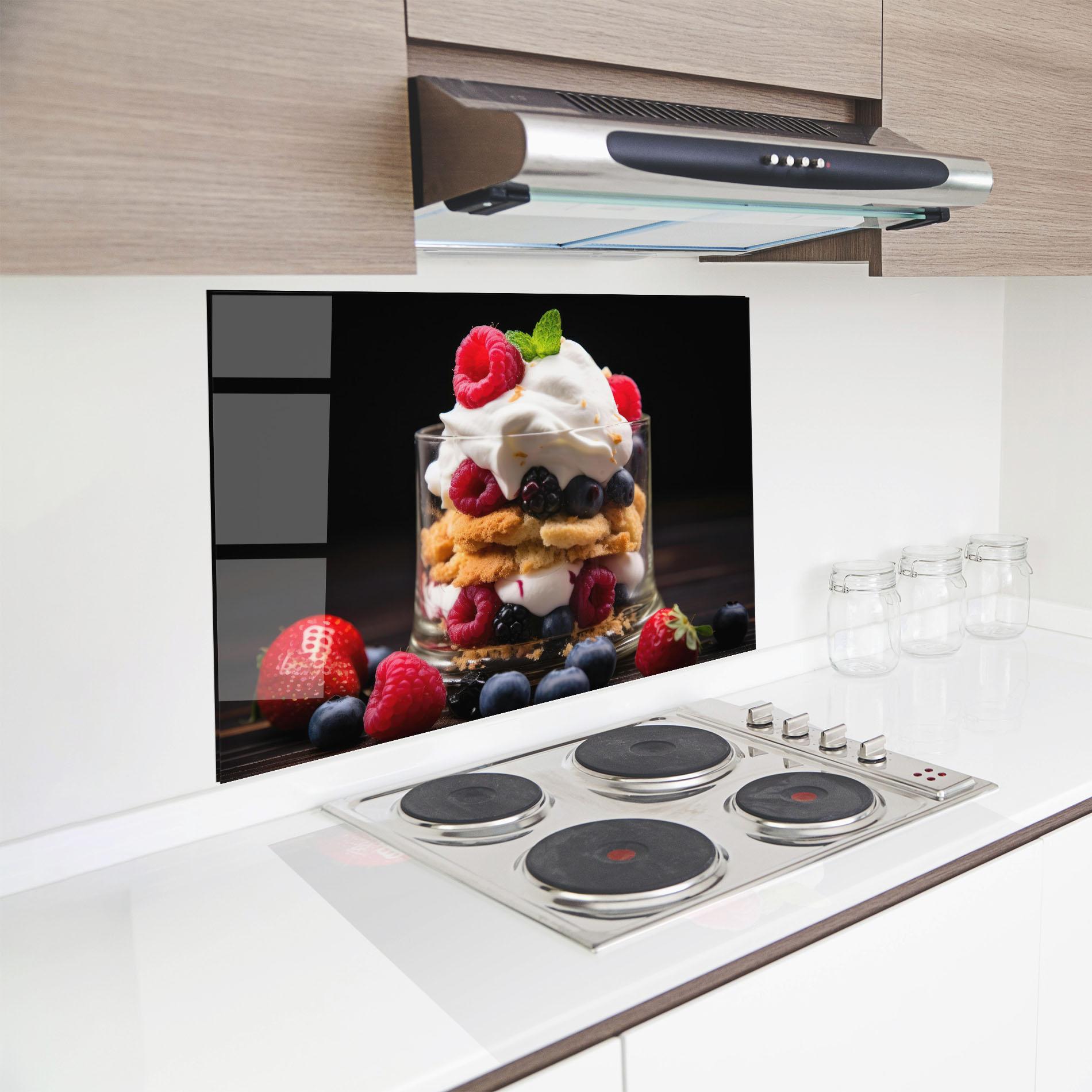 Konyhai üveg hátfal Cup Fruit Dessert mockup 8