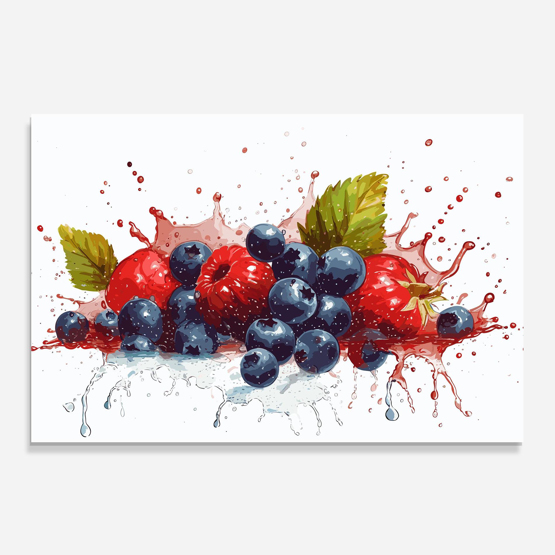 Konyhai üveg hátfal Berries Art mockup 0