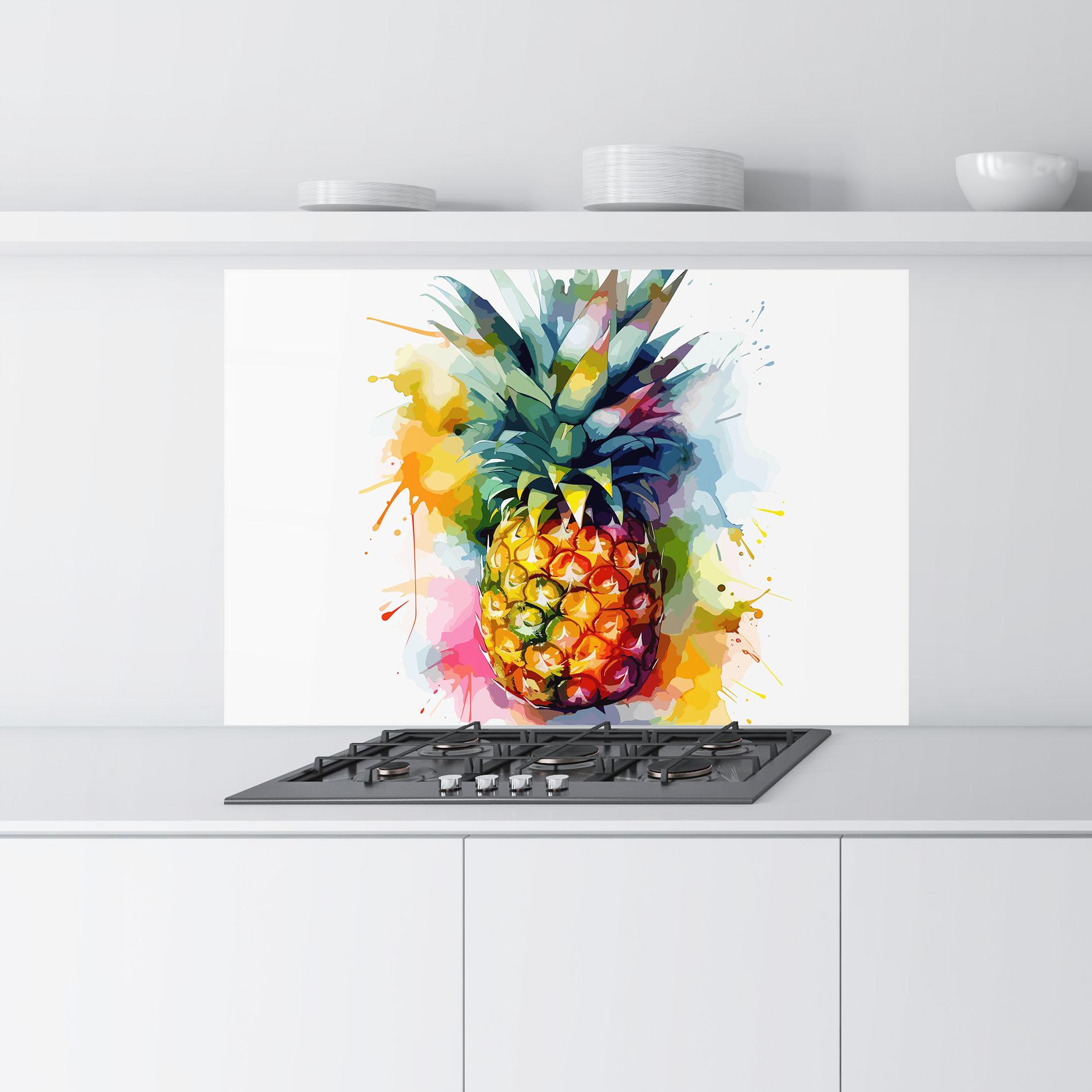Konyhai üveg hátfal Color Mix Pineapple mockup 9