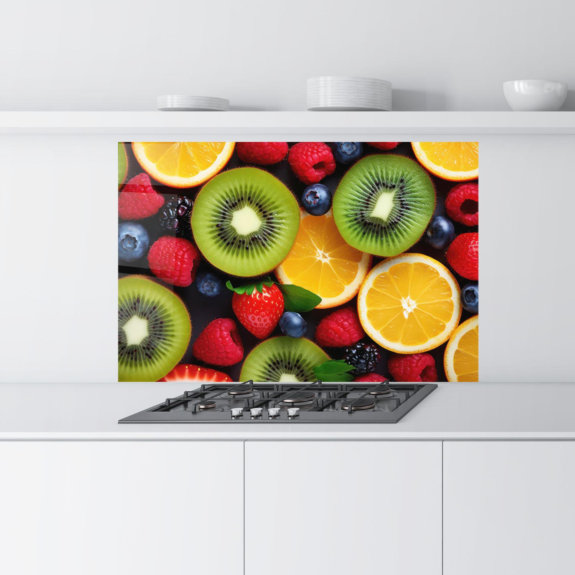 Konyhai üveg hátfal Kiwi Fruit Mix mockup 9