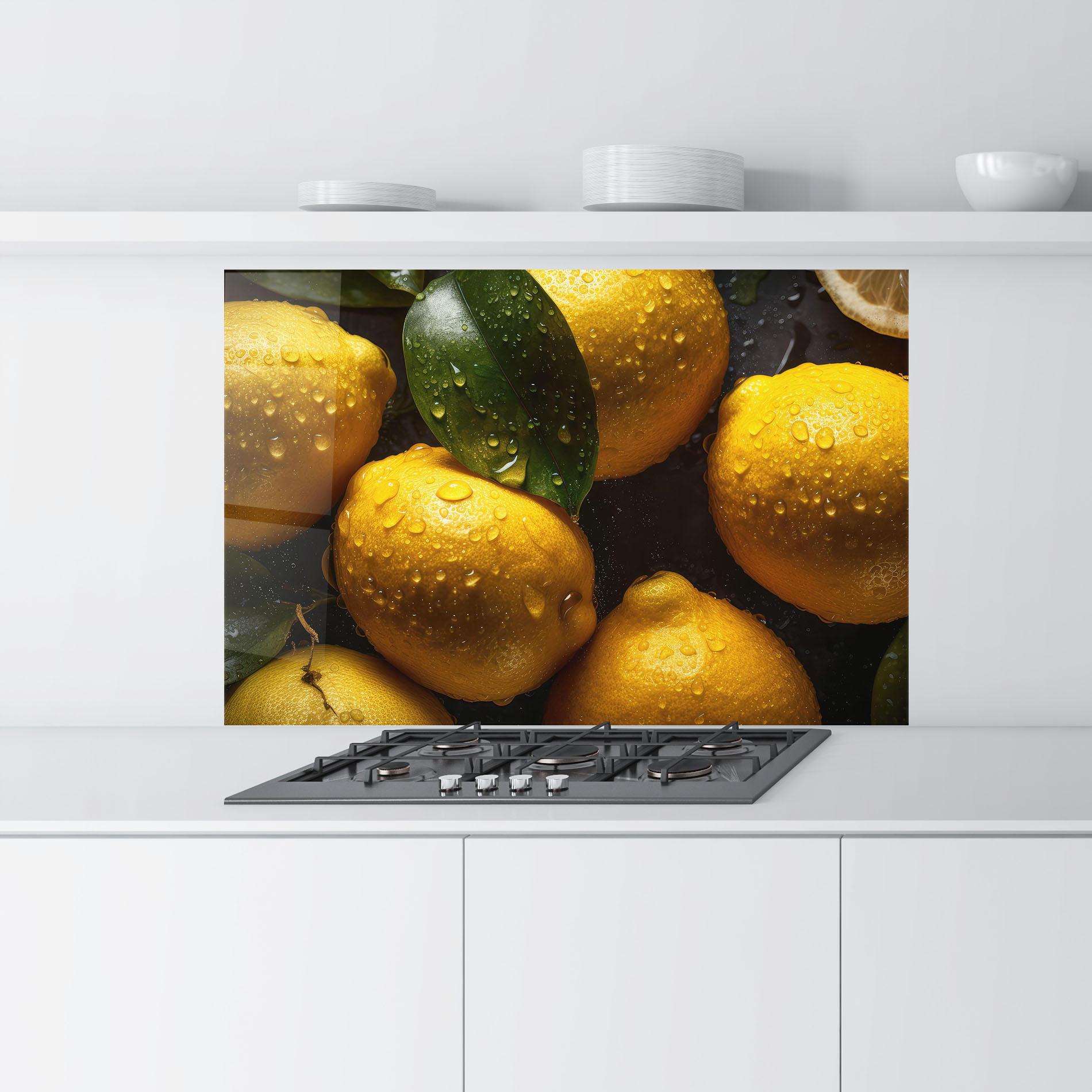 Konyhai üveg hátfal Lemon After Rain mockup 9