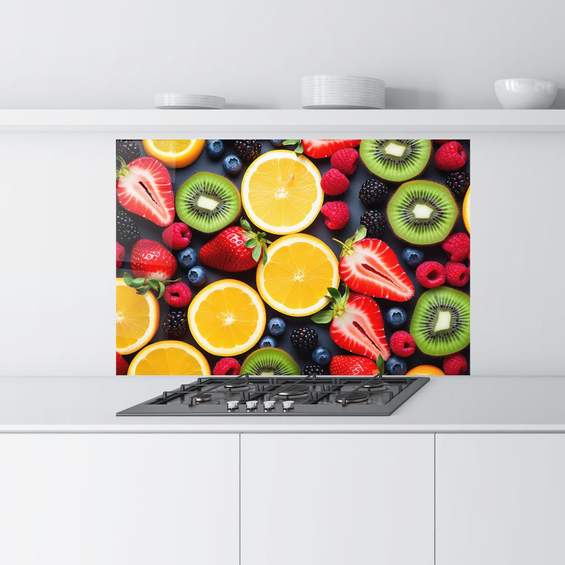Konyhai üveg hátfal Orange Fruit Mix mockup 9