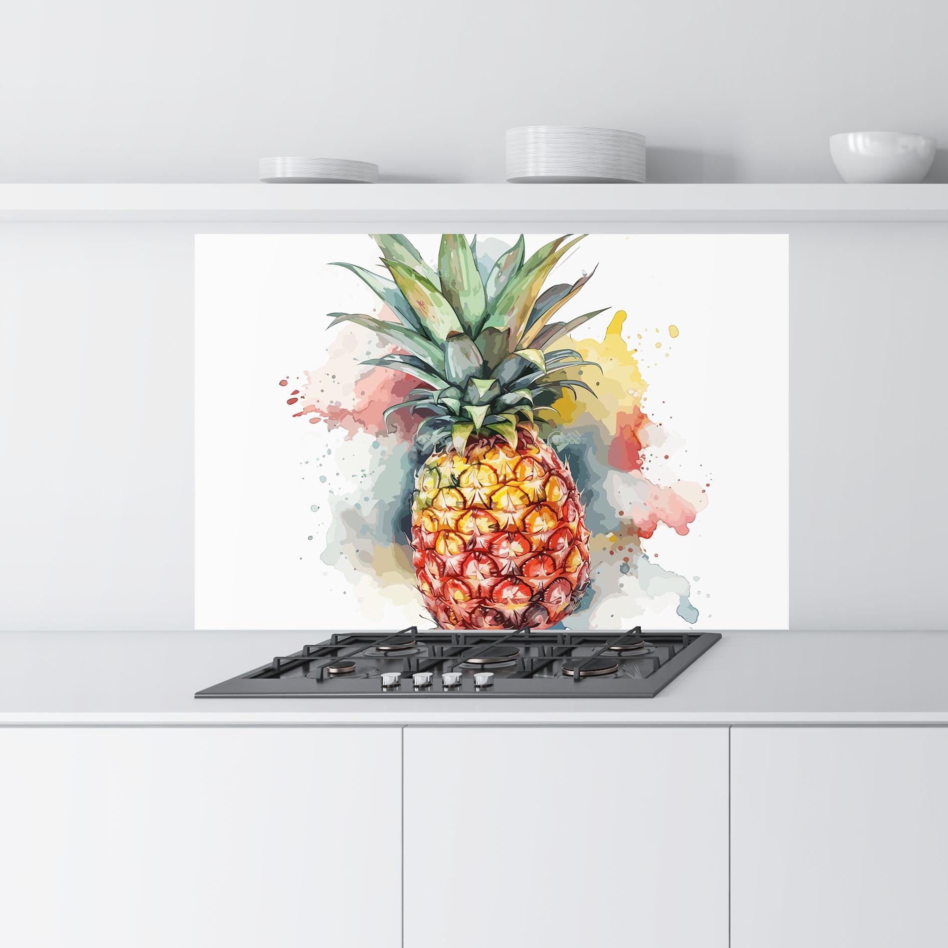 Konyhai üveg hátfal Pineapple Art mockup 9