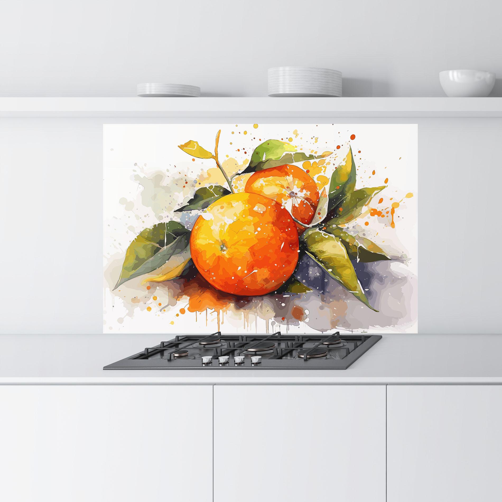 Konyhai üveg hátfal Watercolor Orange mockup 9