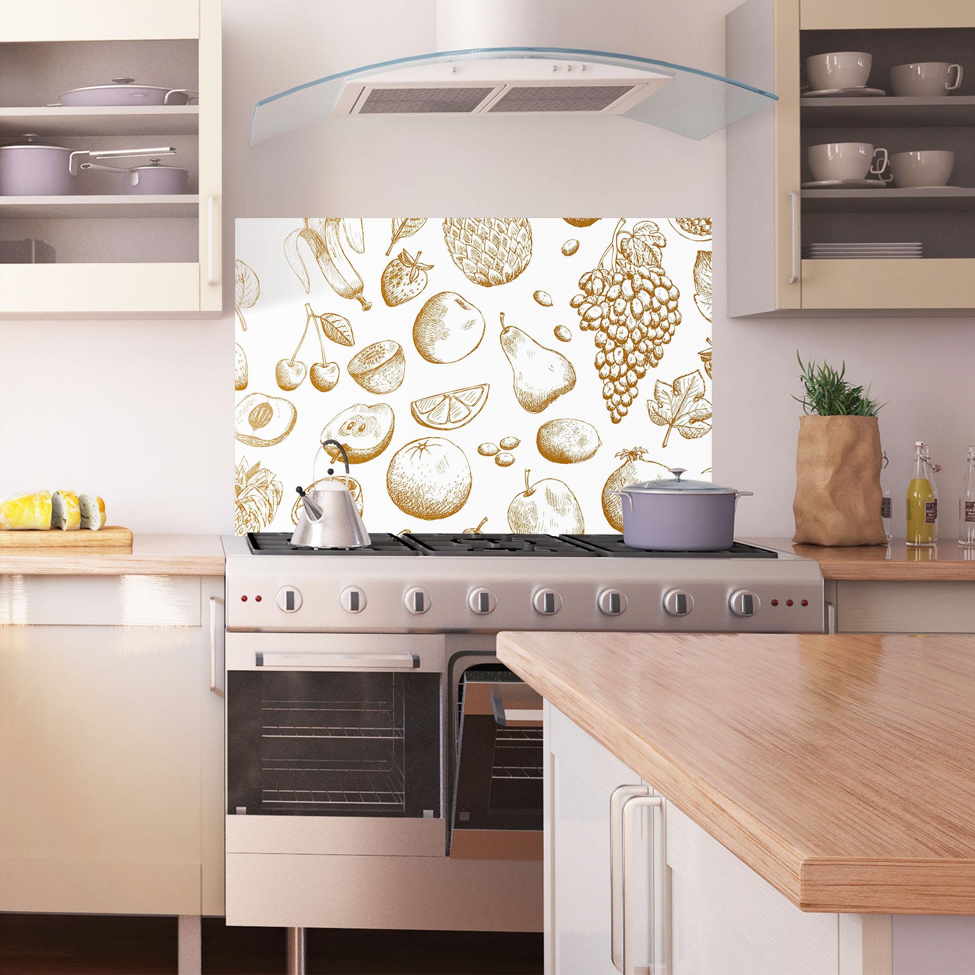Konyhai üveg hátfal Floating Fruits mockup 1