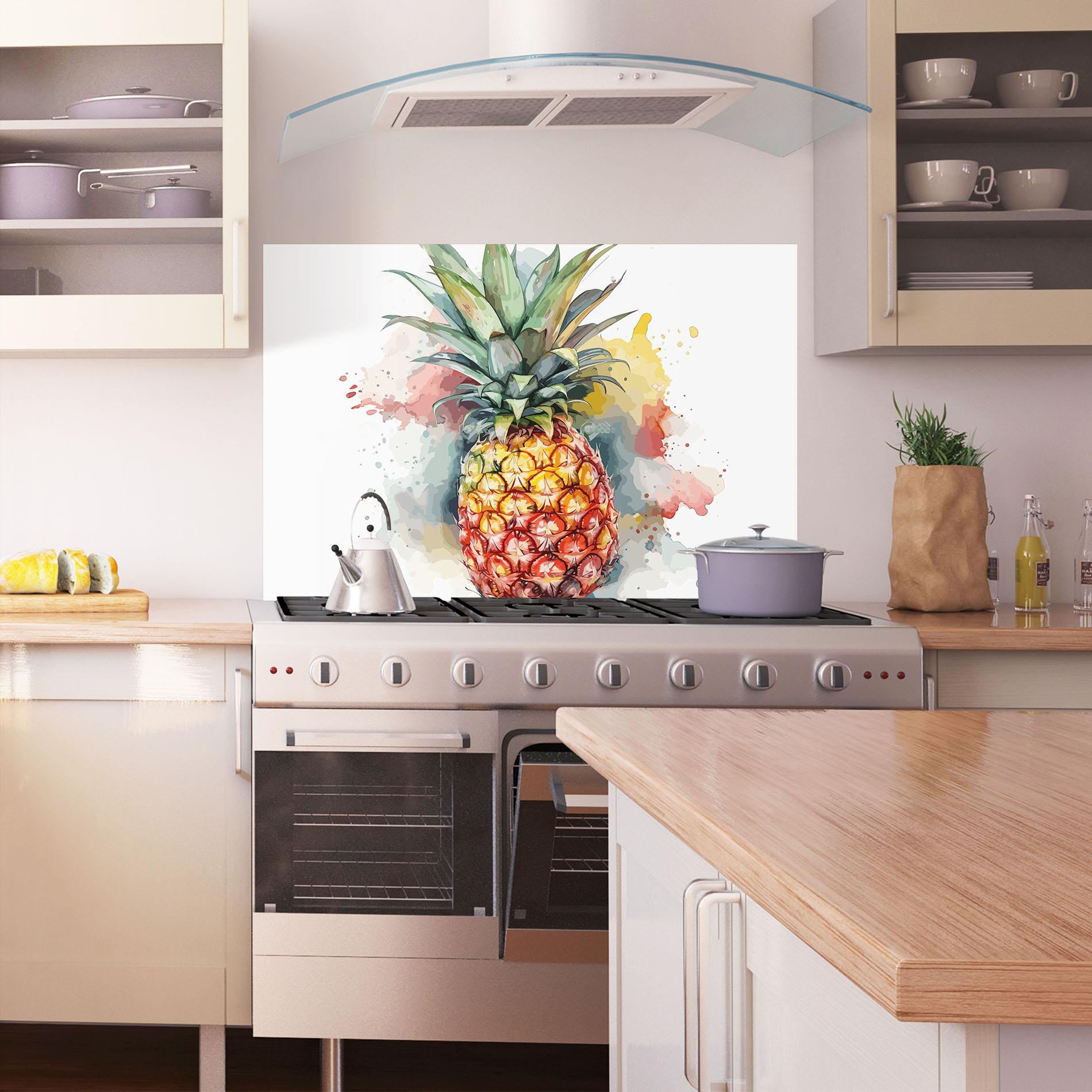 Konyhai üveg hátfal Pineapple Art mockup 1