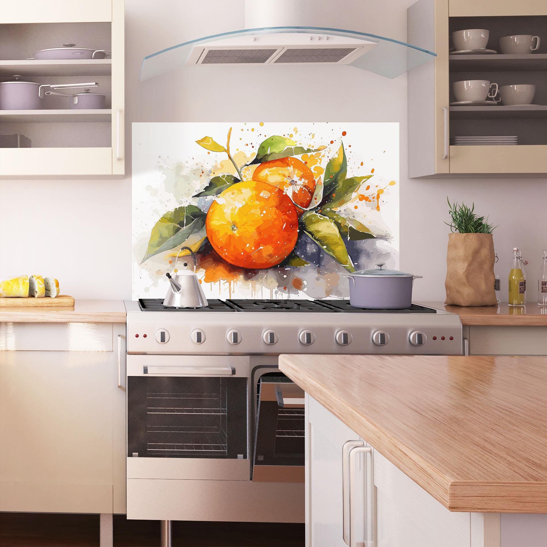 Konyhai üveg hátfal Watercolor Orange mockup 1