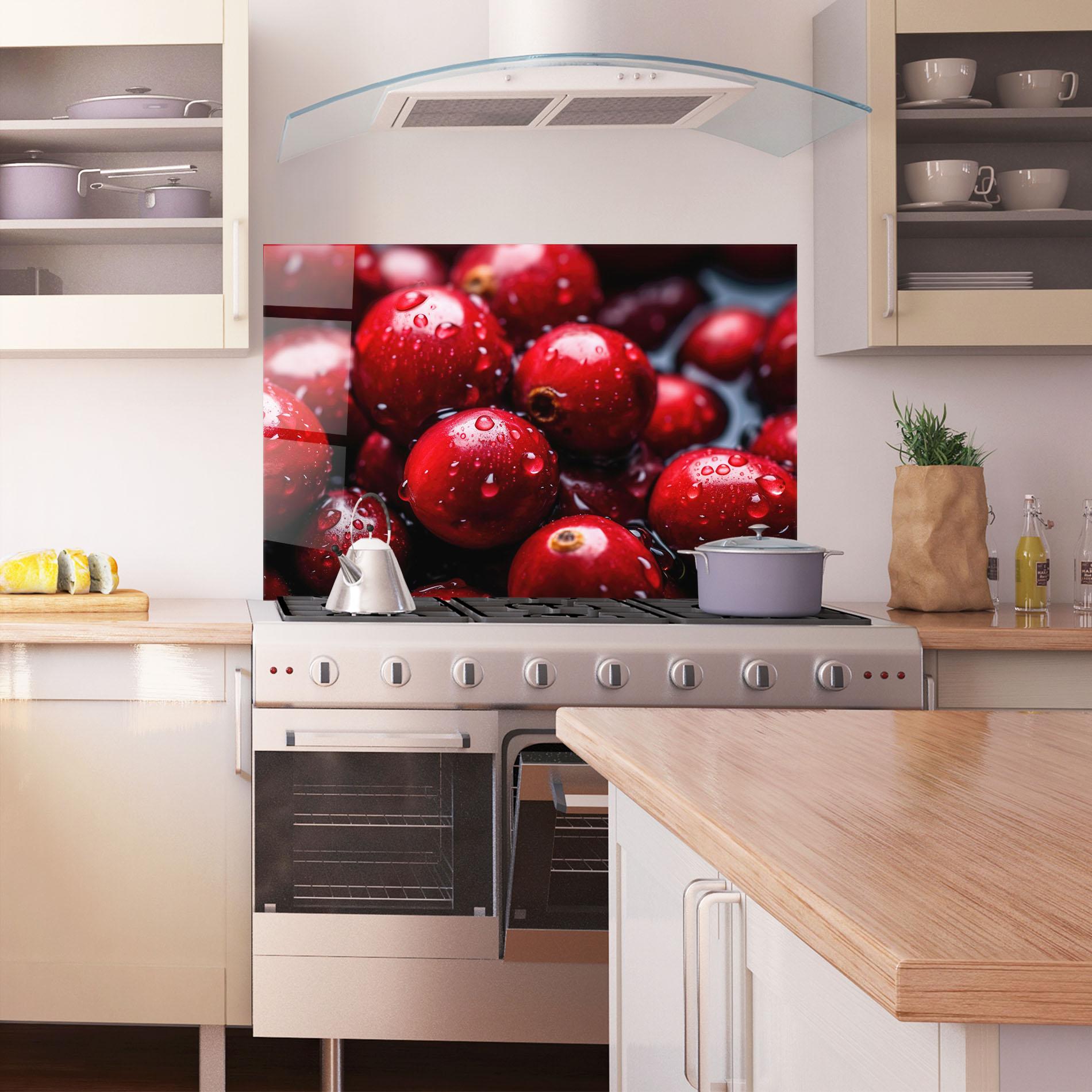 Konyhai üveg hátfal Wet Cranberries mockup 1