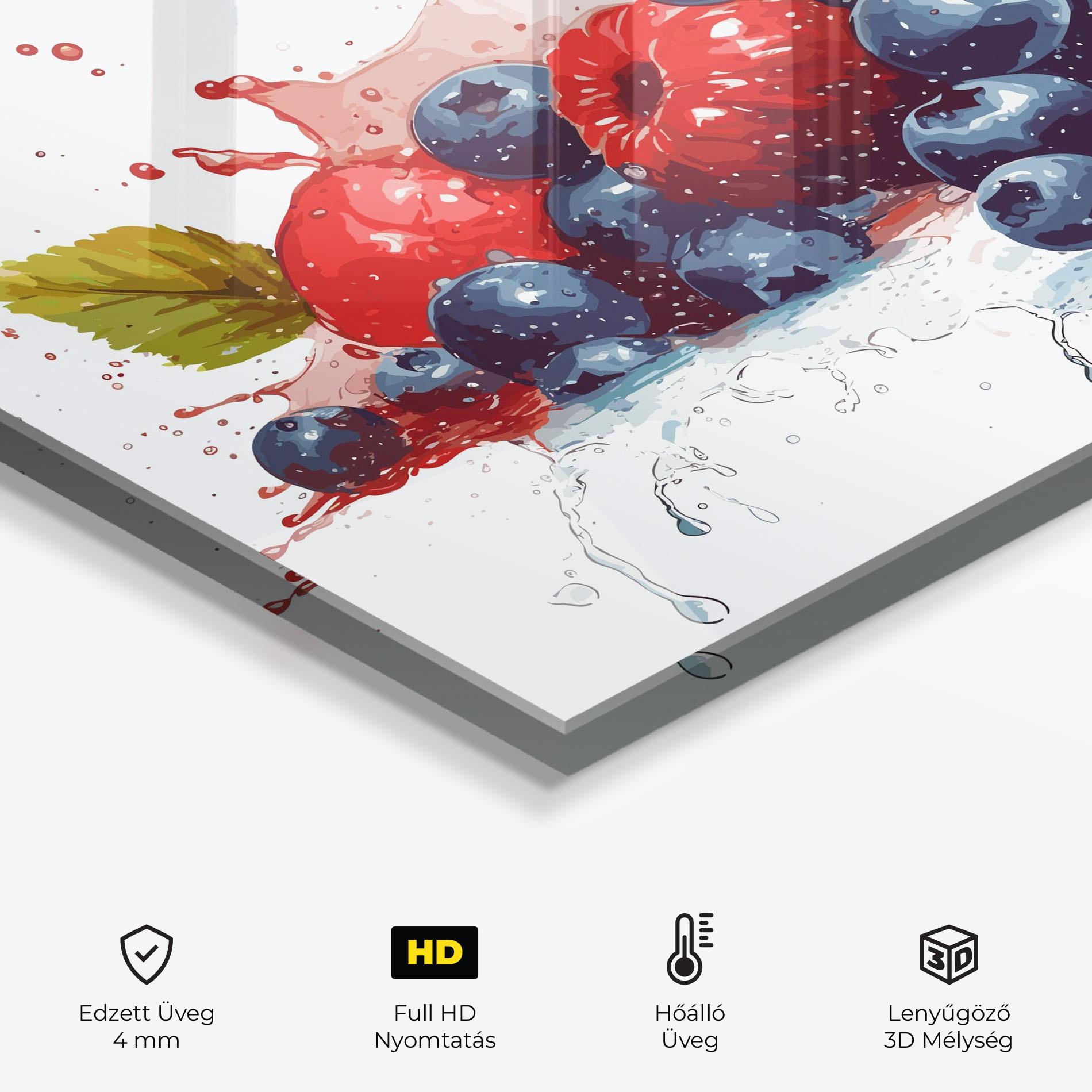 Konyhai üveg hátfal Berries Art mockup 2