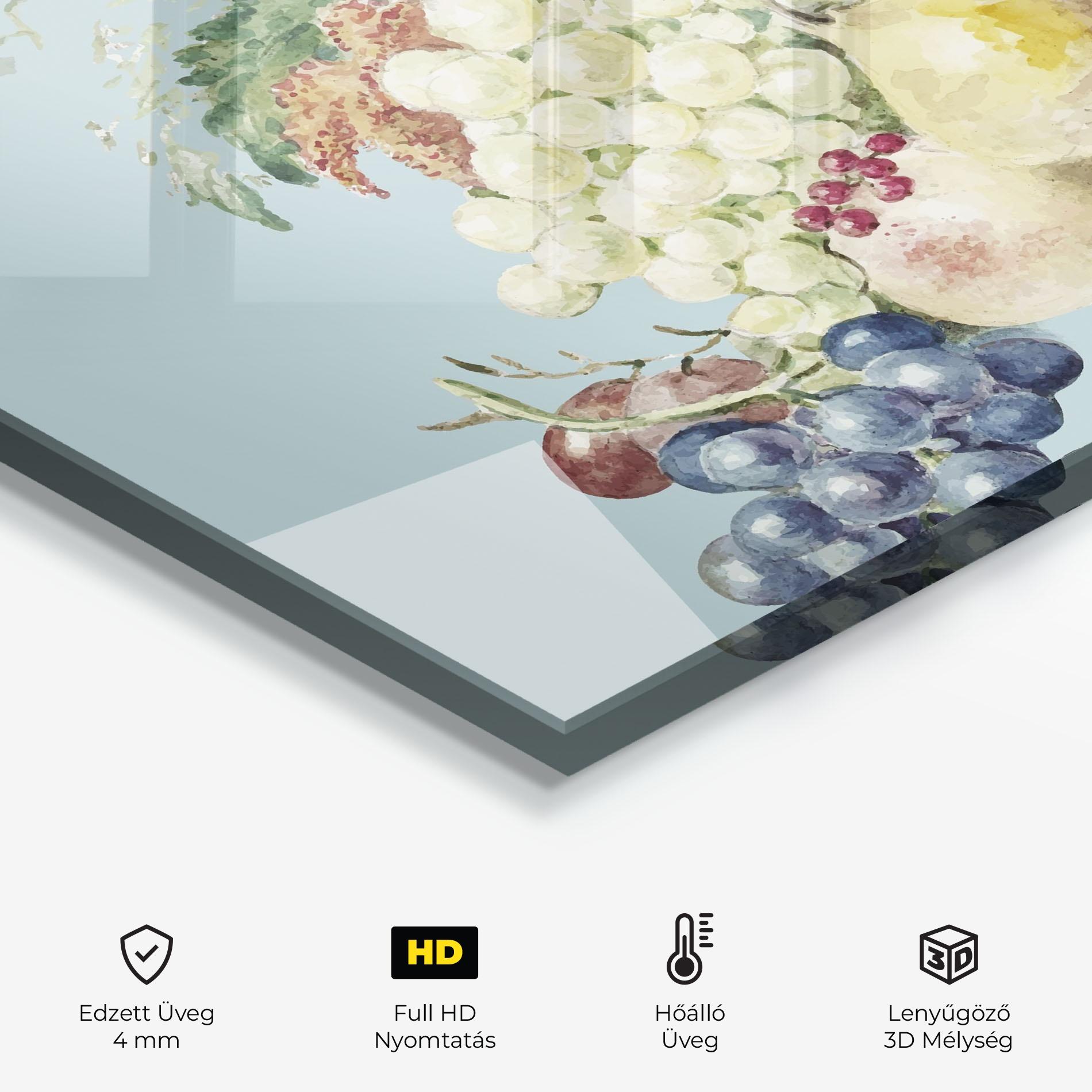 Konyhai üveg hátfal Fruit Paintig mockup 2