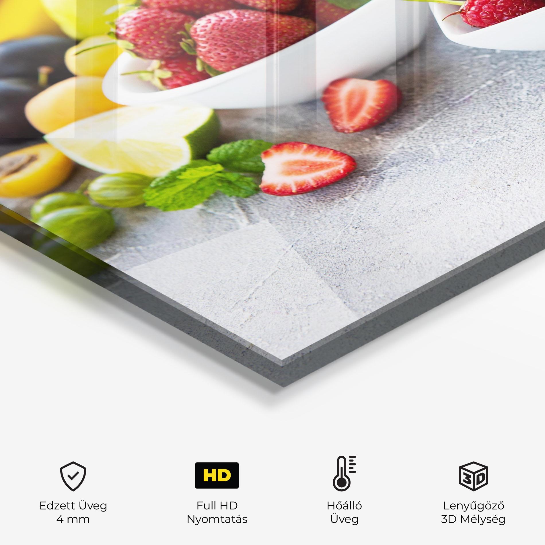 Konyhai üveg hátfal Heart Fresh Fruits mockup 2