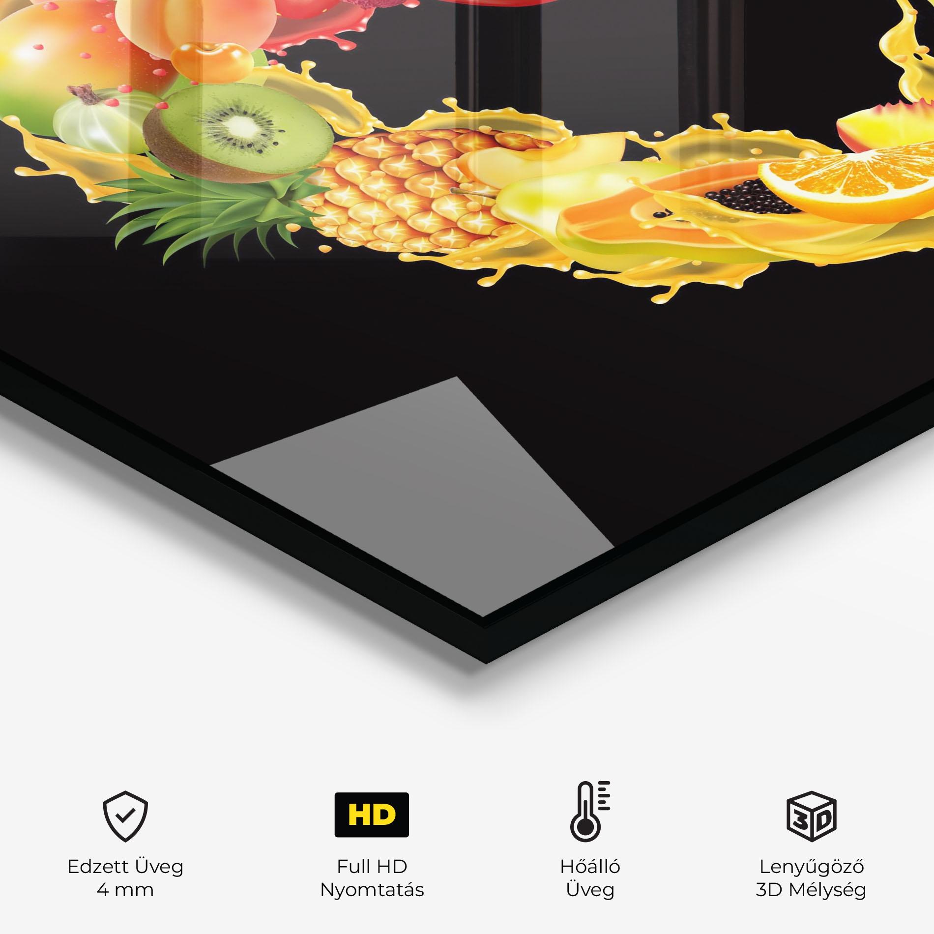 Konyhai üveg hátfal Juice Frame mockup 2