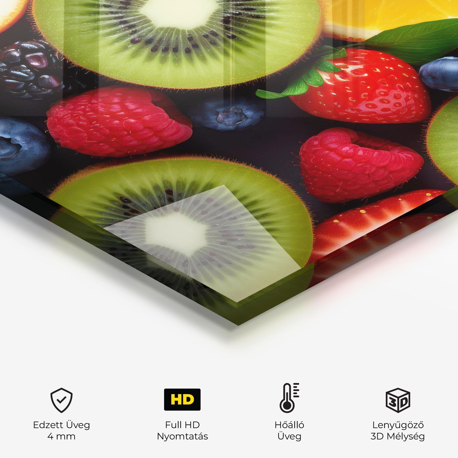 Konyhai üveg hátfal Kiwi Fruit Mix mockup 2