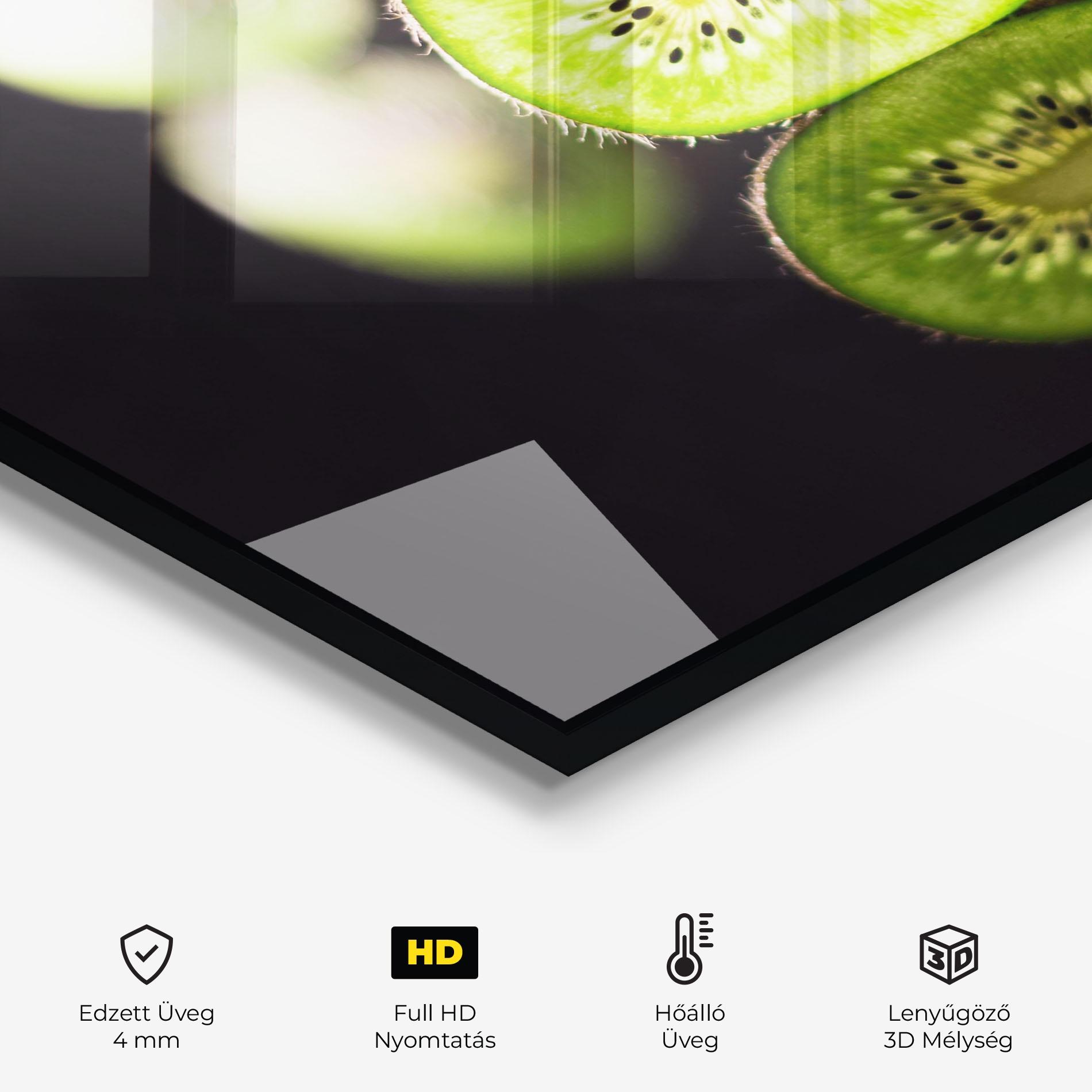 Konyhai üveg hátfal Light On Kiwi Slice mockup 2