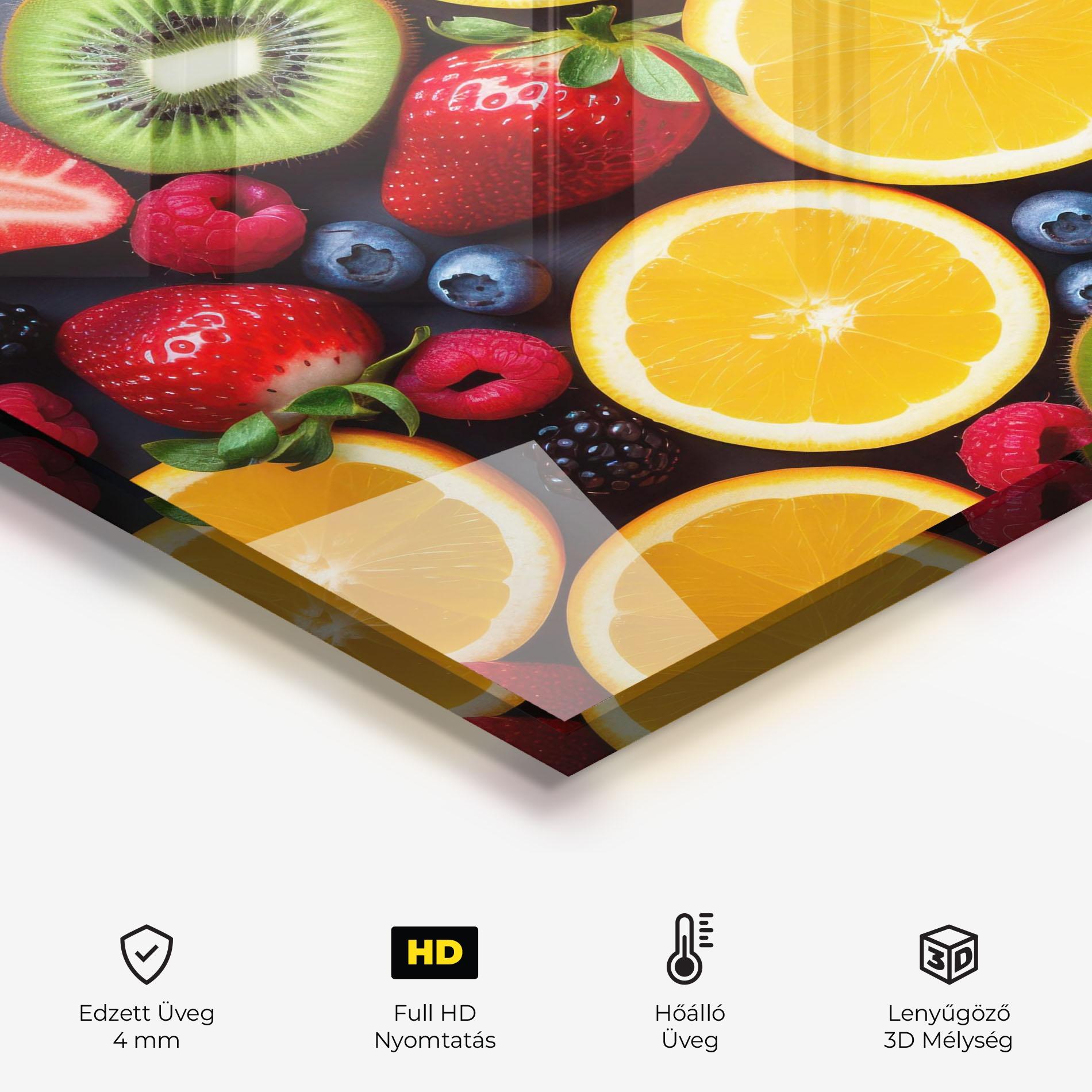 Konyhai üveg hátfal Orange Fruit Mix mockup 2