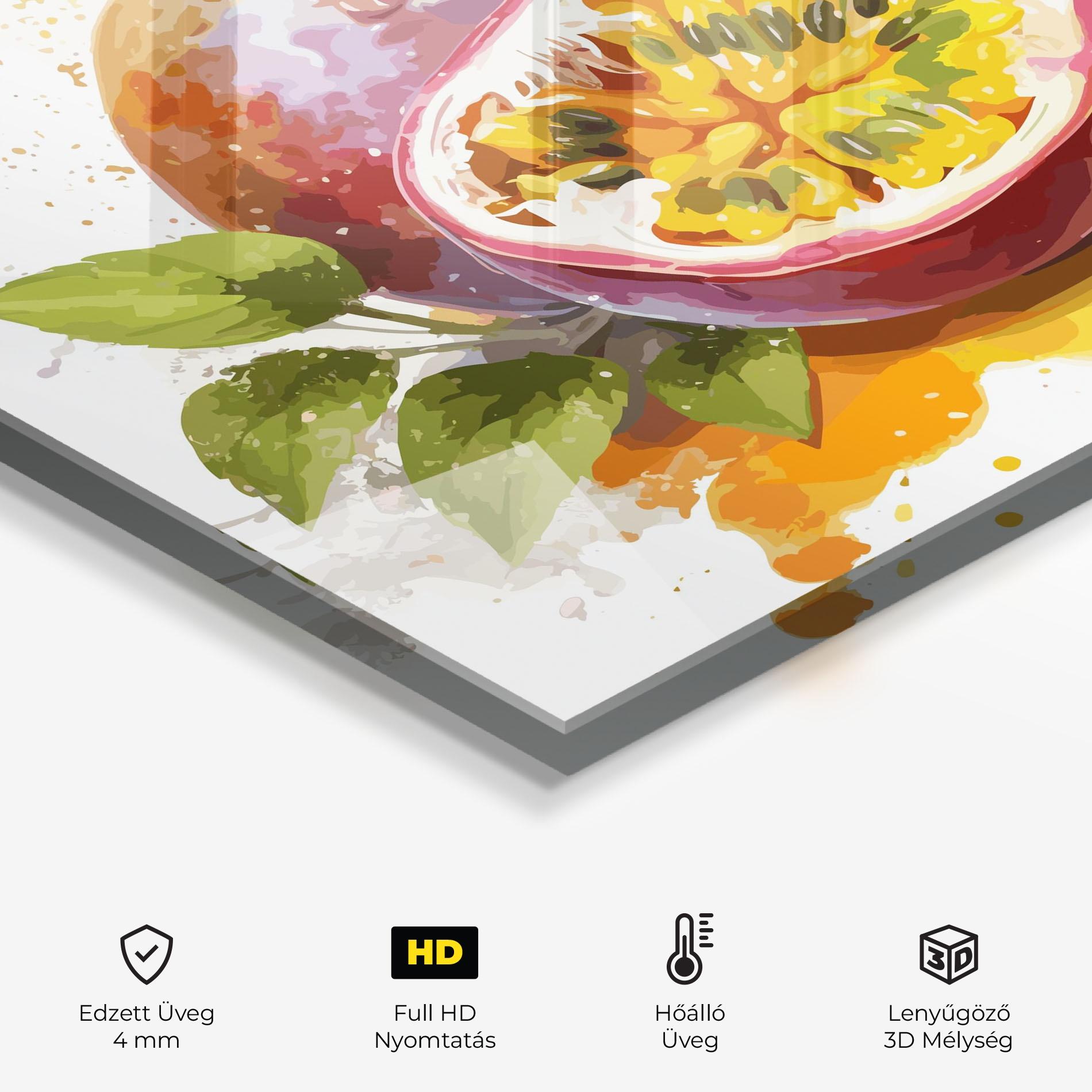 Konyhai üveg hátfal Passion Fruit Art mockup 2