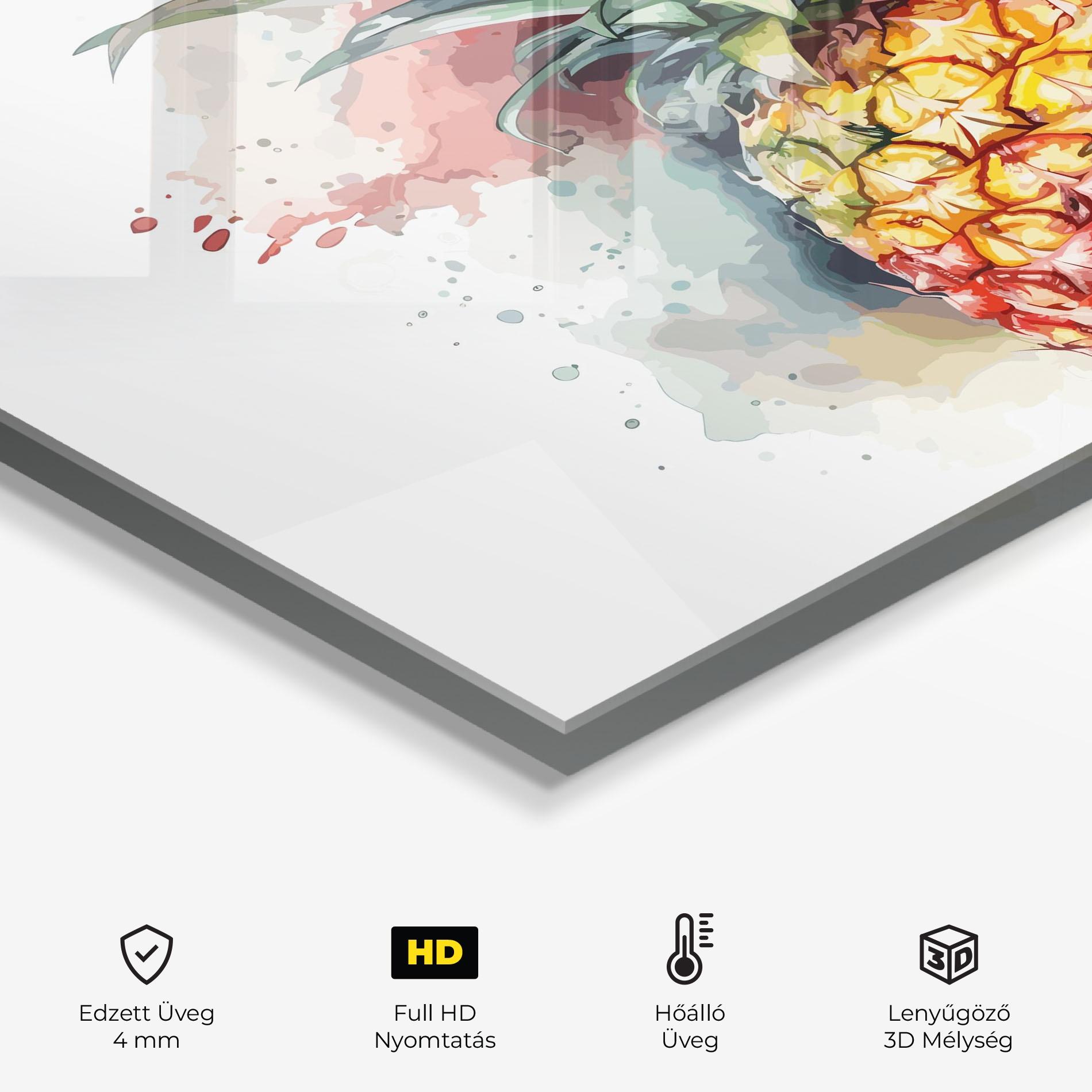 Konyhai üveg hátfal Pineapple Art mockup 2