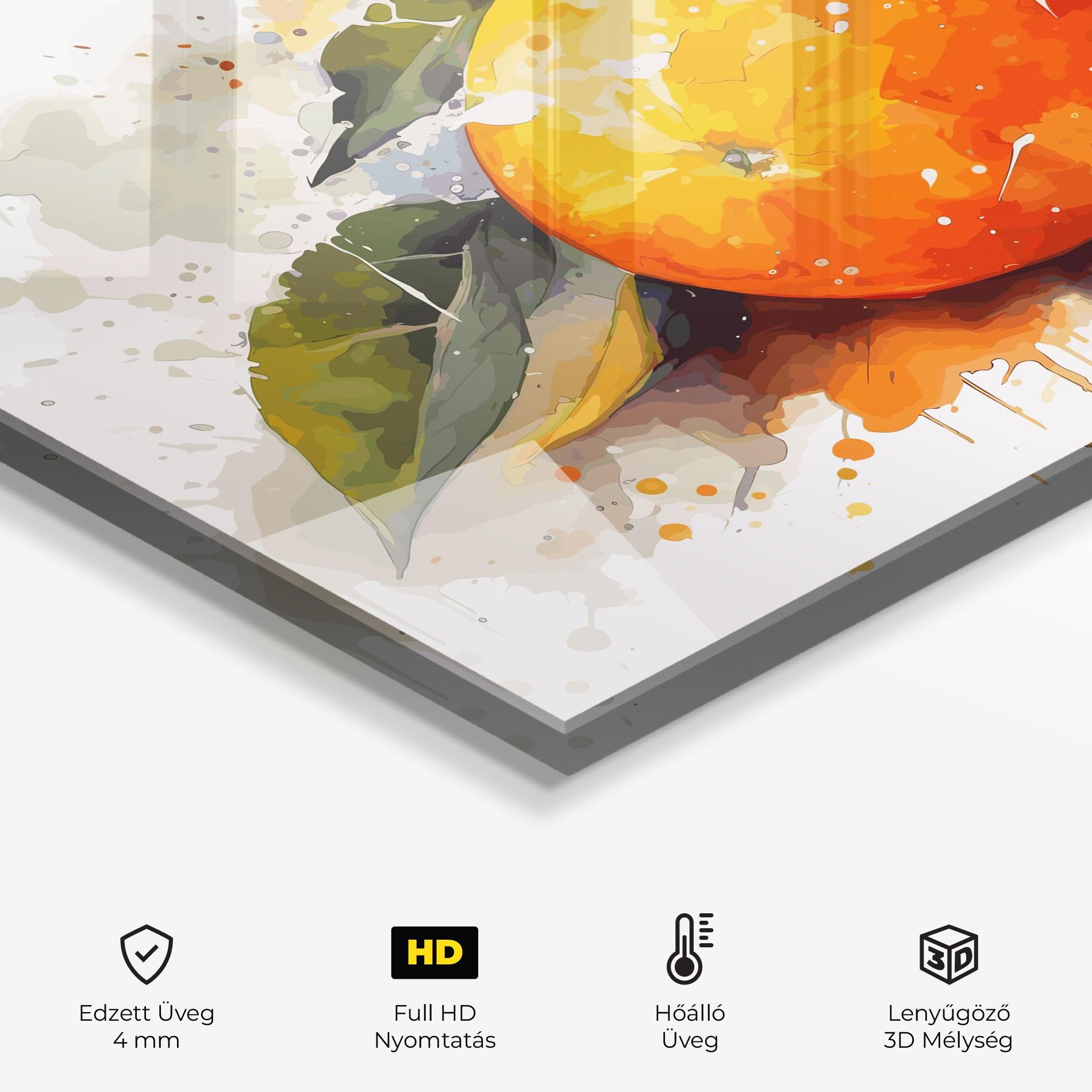 Konyhai üveg hátfal Watercolor Orange mockup 2