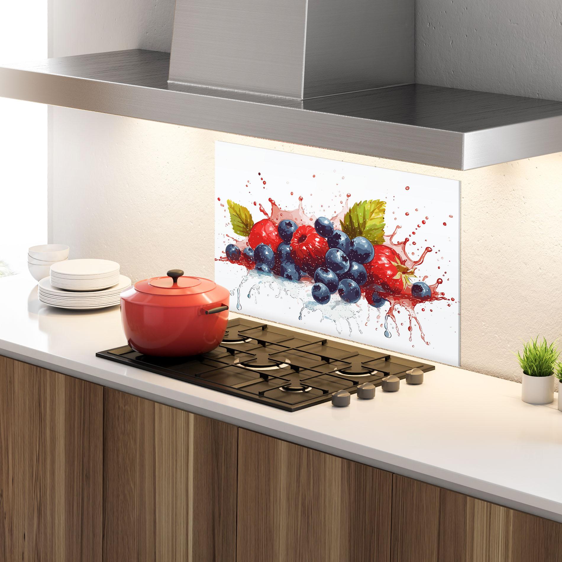Konyhai üveg hátfal Berries Art mockup 4
