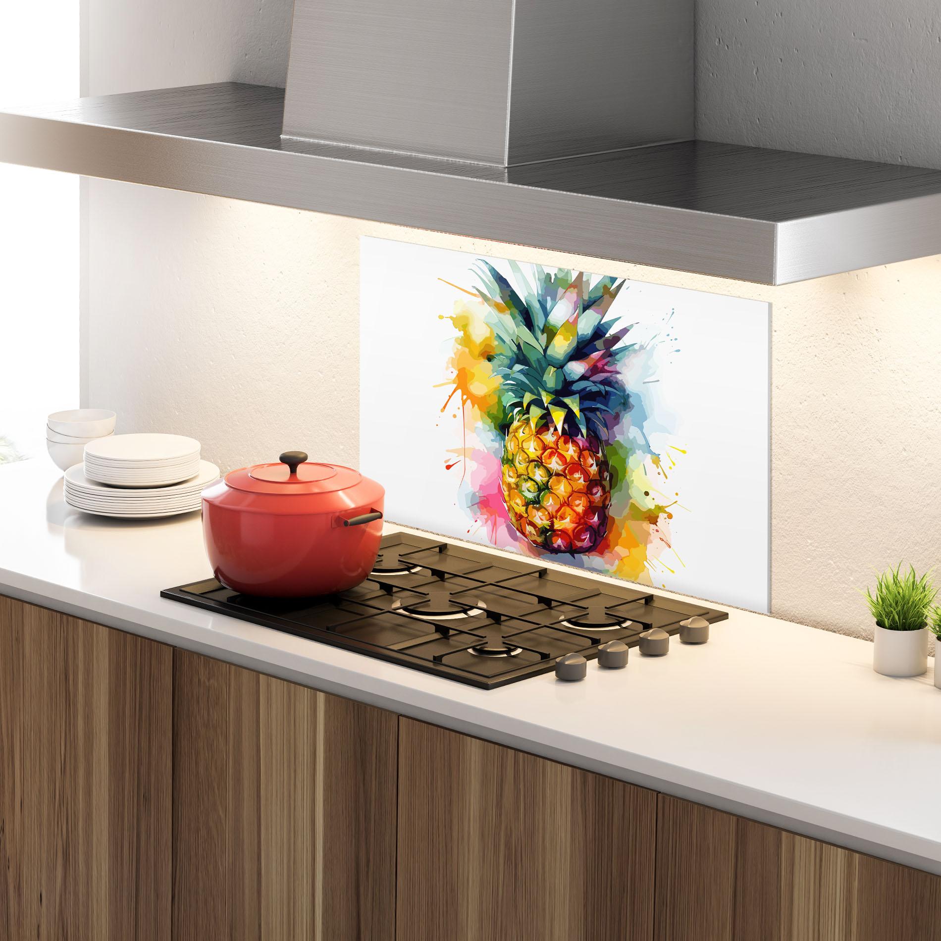 Konyhai üveg hátfal Color Mix Pineapple mockup 4