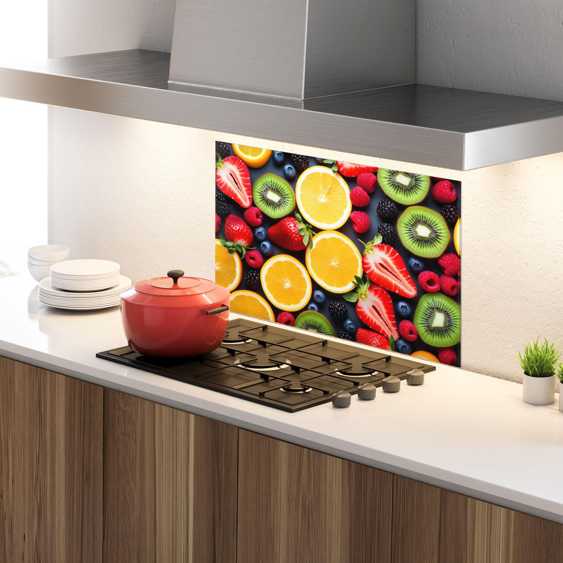 Konyhai üveg hátfal Orange Fruit Mix mockup 4