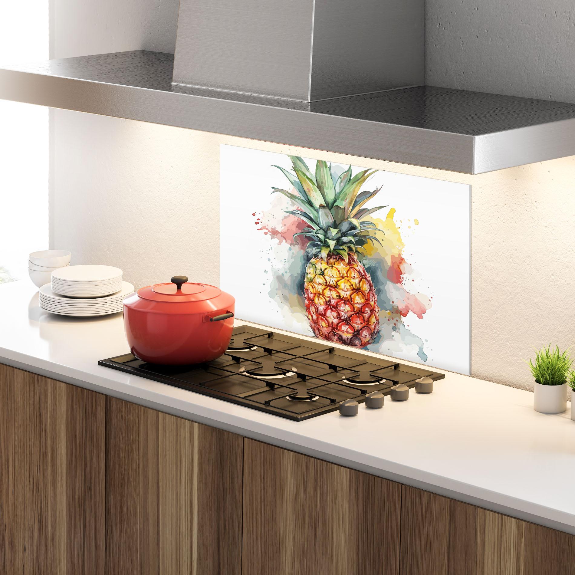 Konyhai üveg hátfal Pineapple Art mockup 4