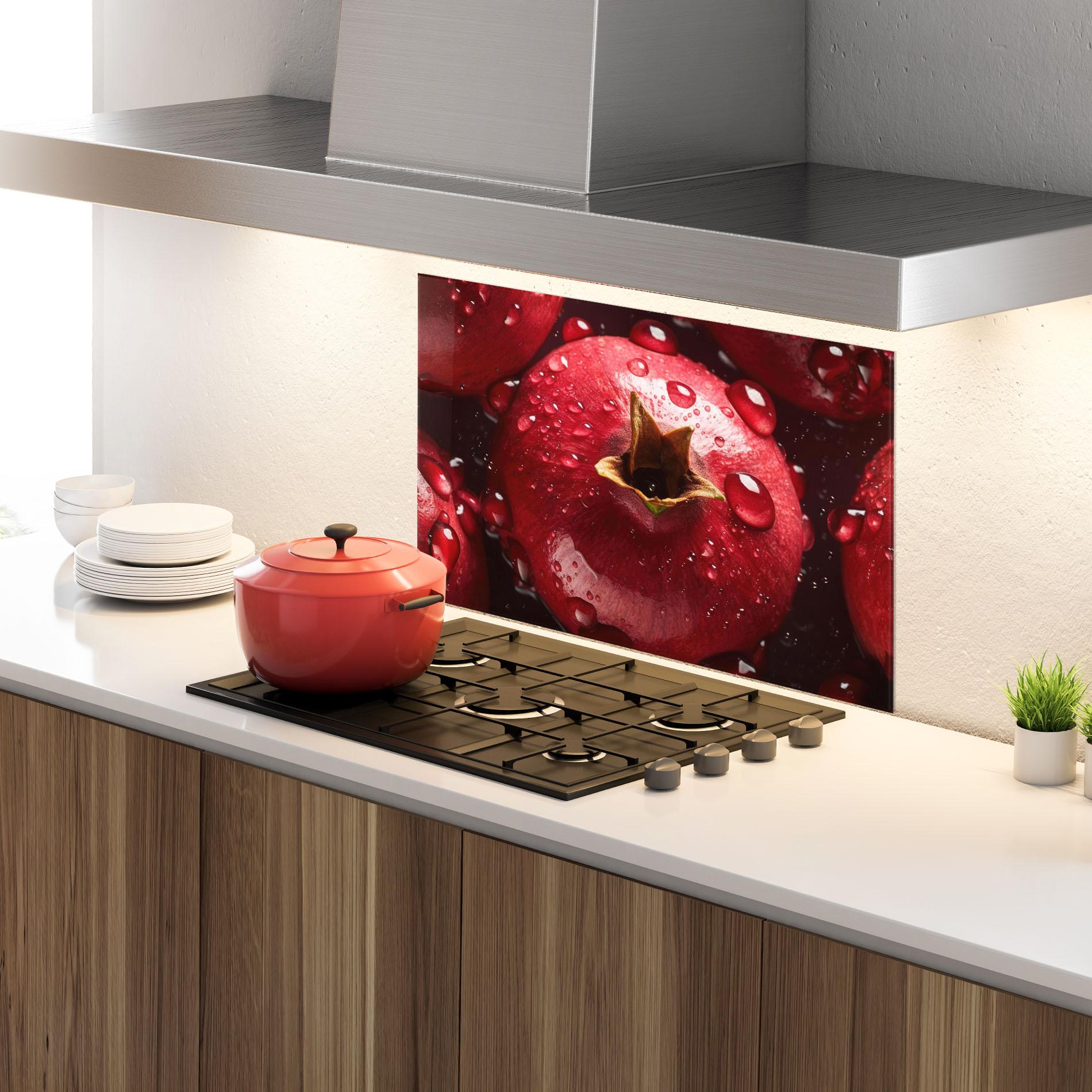 Konyhai üveg hátfal Wet Pomegranate mockup 4