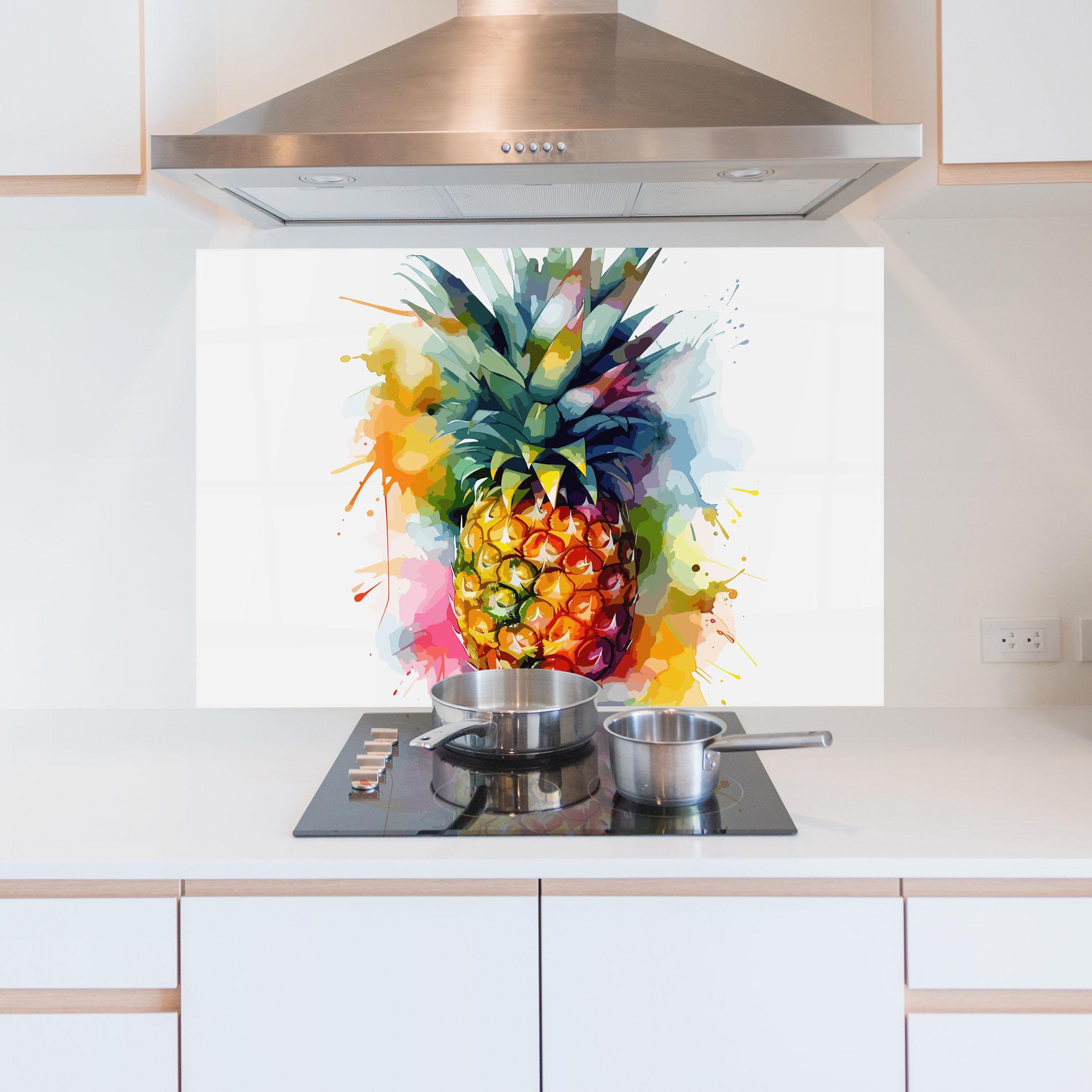 Konyhai üveg hátfal Color Mix Pineapple mockup 5