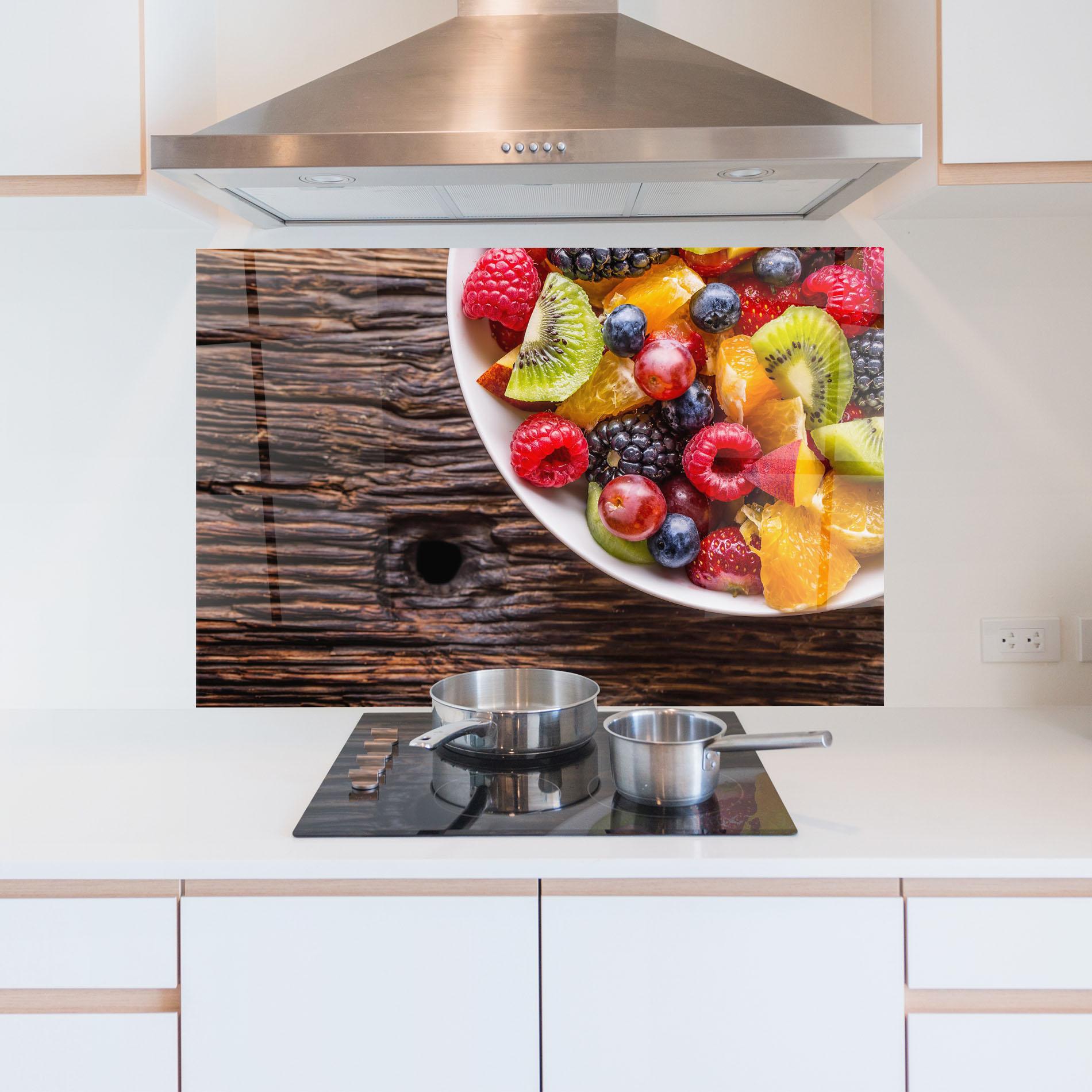 Konyhai üveg hátfal Fresh Fruit Salad mockup 5