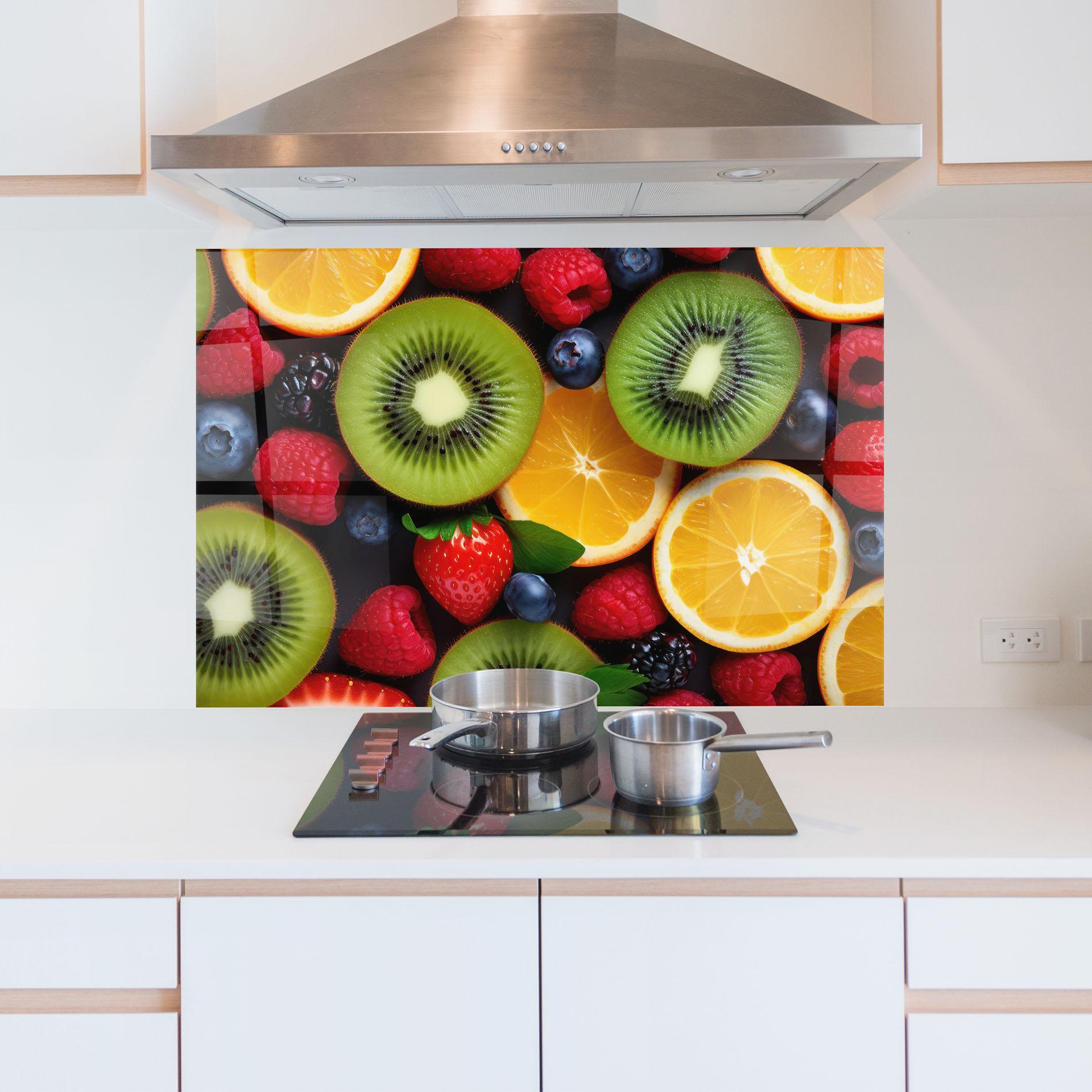 Konyhai üveg hátfal Kiwi Fruit Mix mockup 5