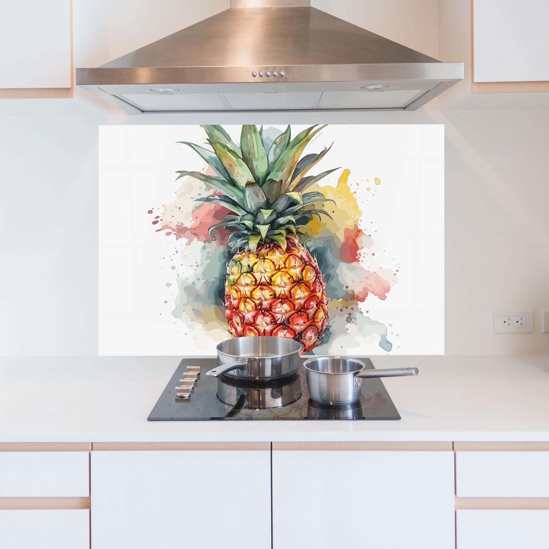 Konyhai üveg hátfal Pineapple Art mockup 5