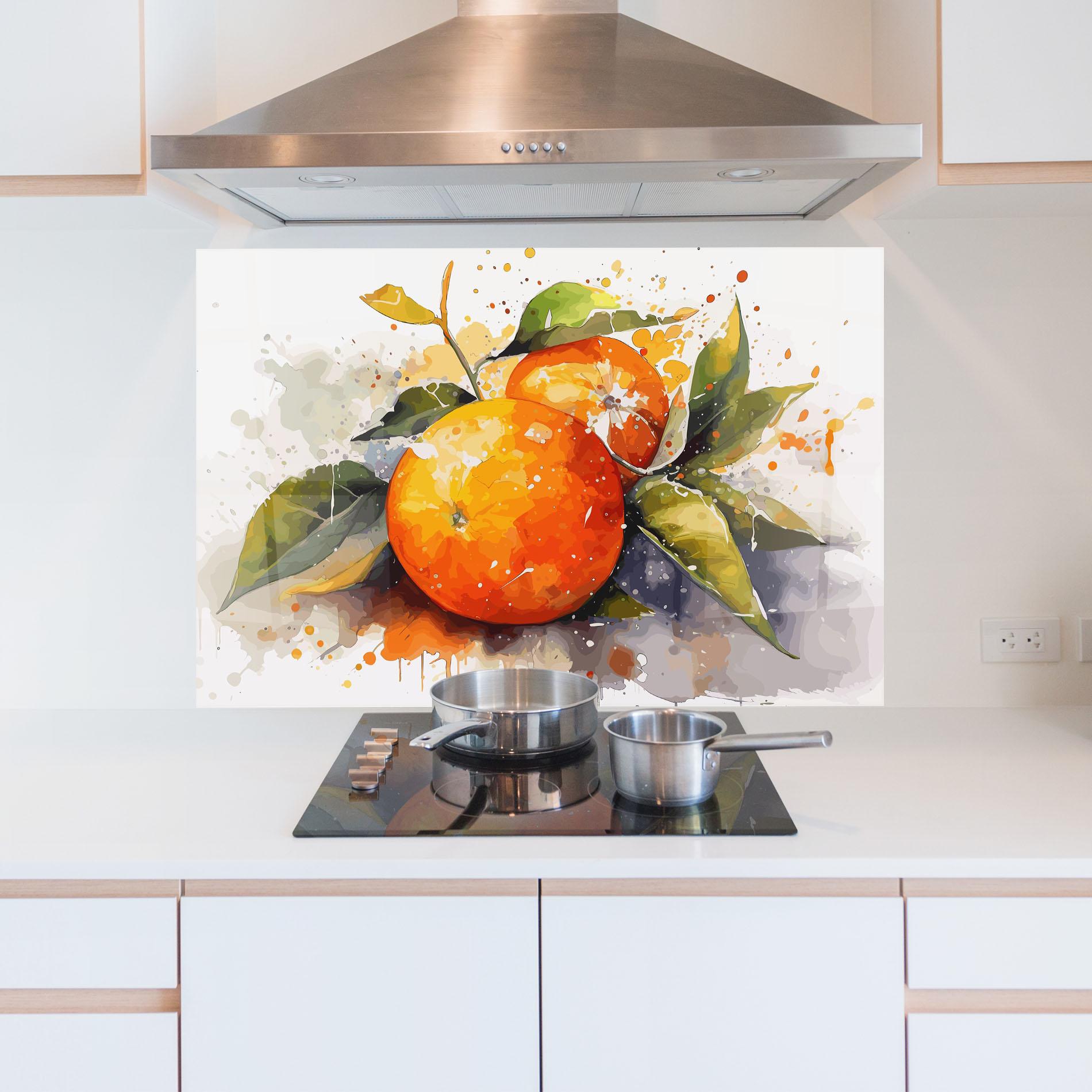 Konyhai üveg hátfal Watercolor Orange mockup 5