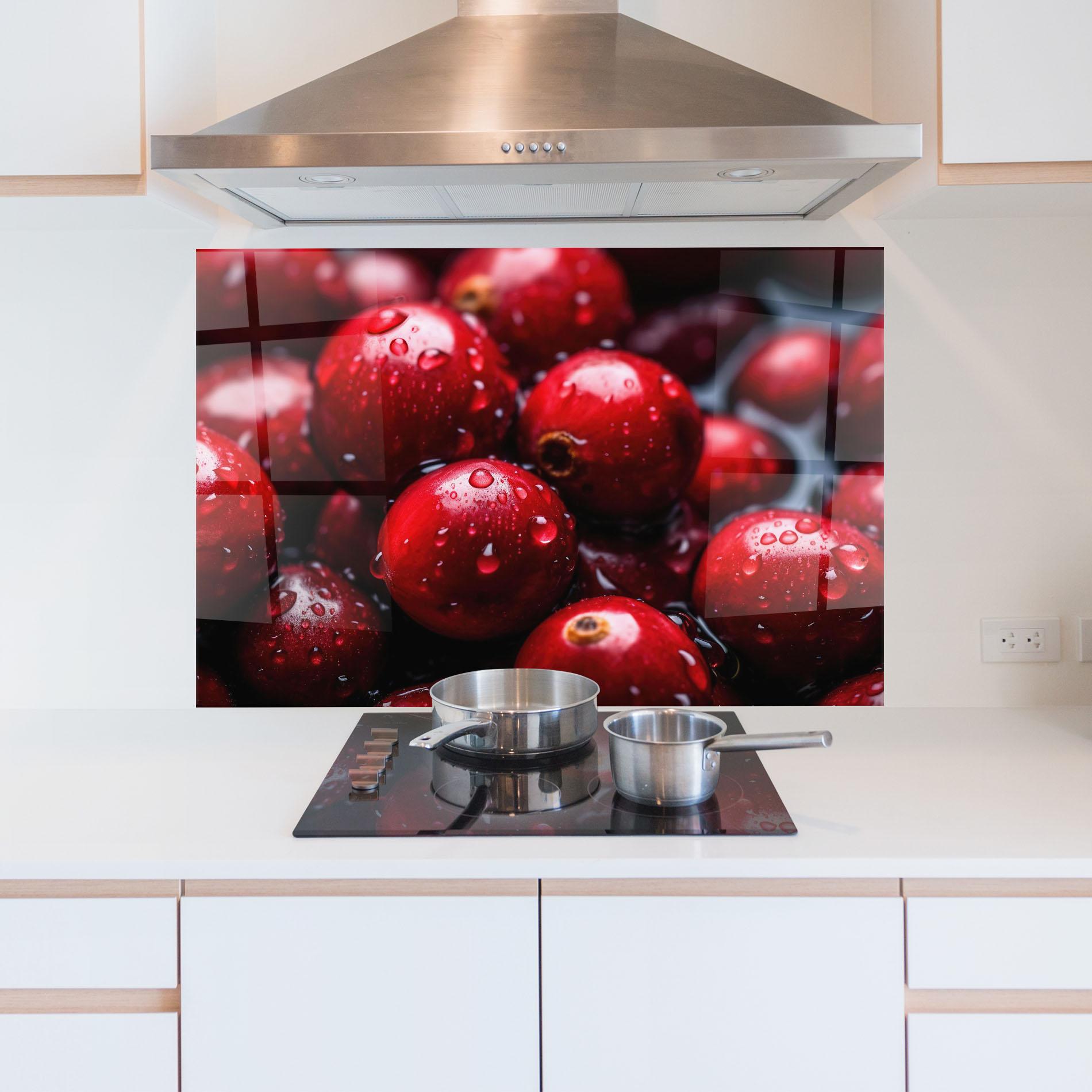 Konyhai üveg hátfal Wet Cranberries mockup 5