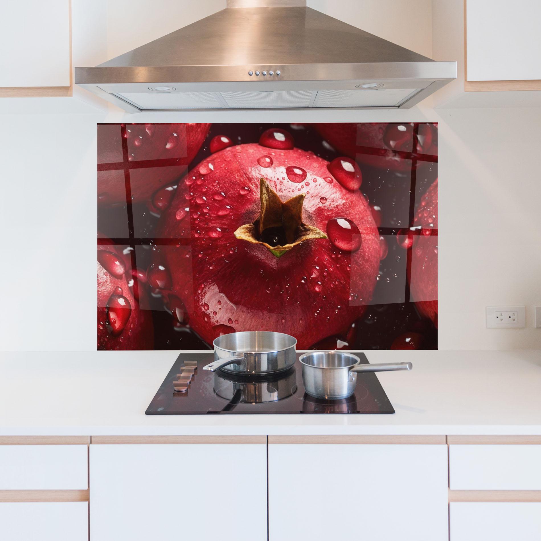 Konyhai üveg hátfal Wet Pomegranate mockup 5