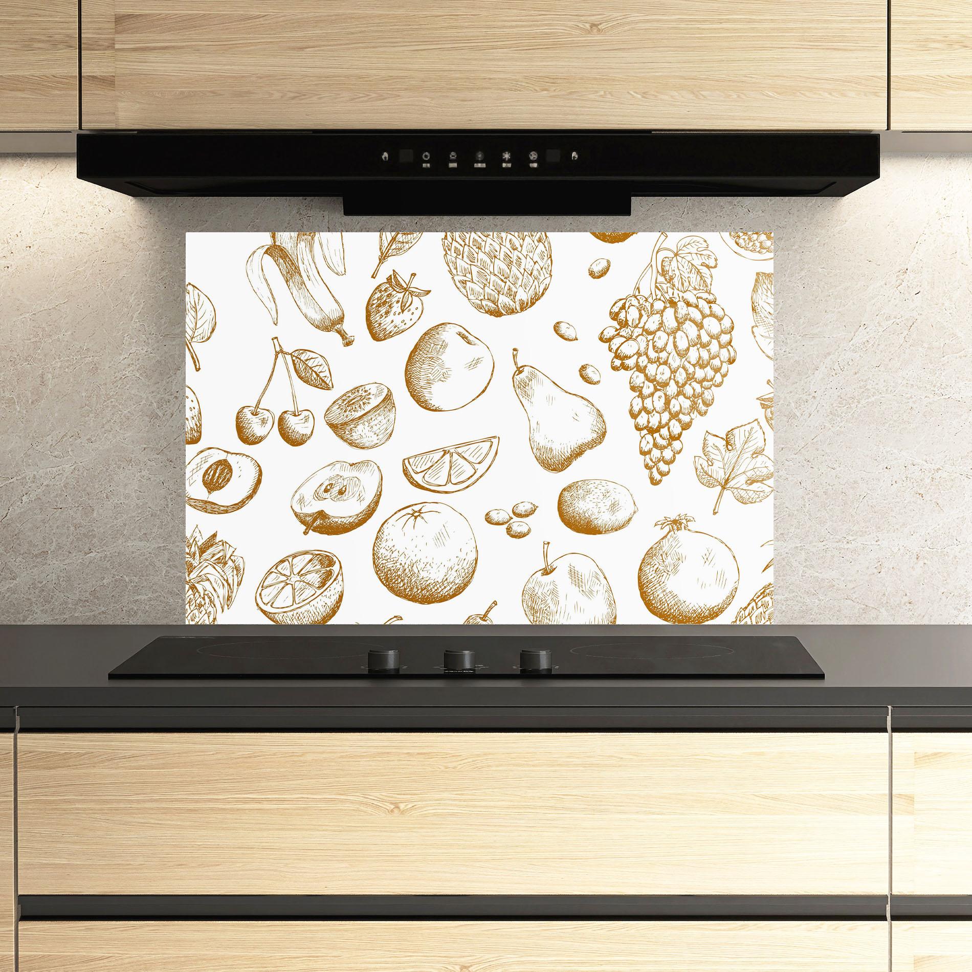 Konyhai üveg hátfal Floating Fruits mockup 3