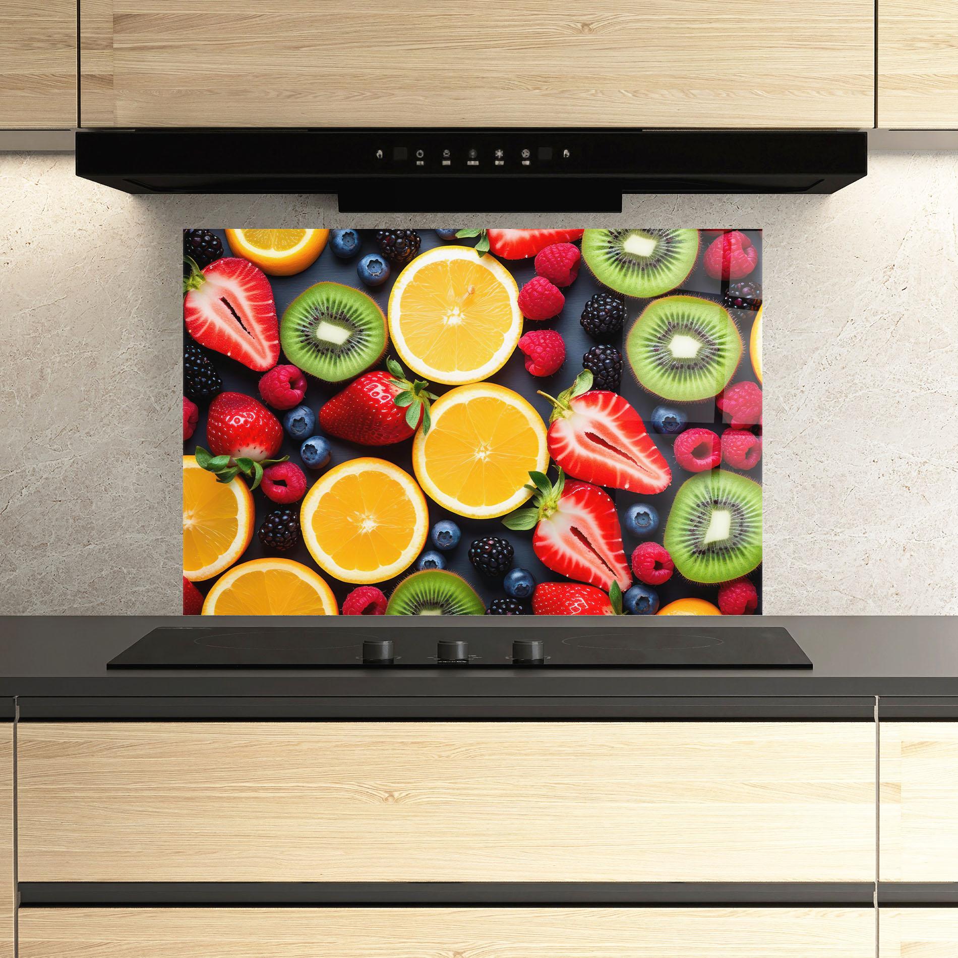 Konyhai üveg hátfal Orange Fruit Mix mockup 3