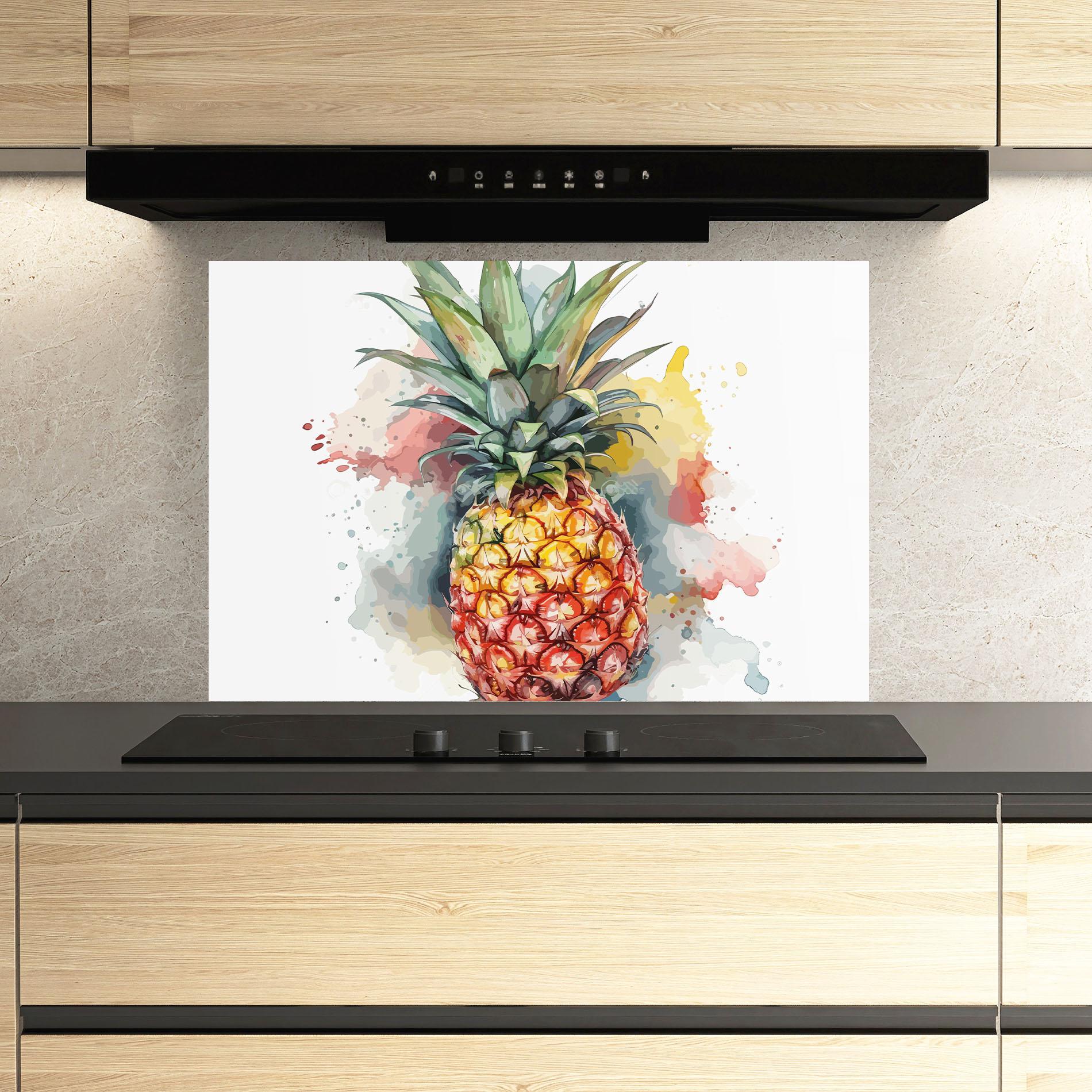 Konyhai üveg hátfal Pineapple Art mockup 3