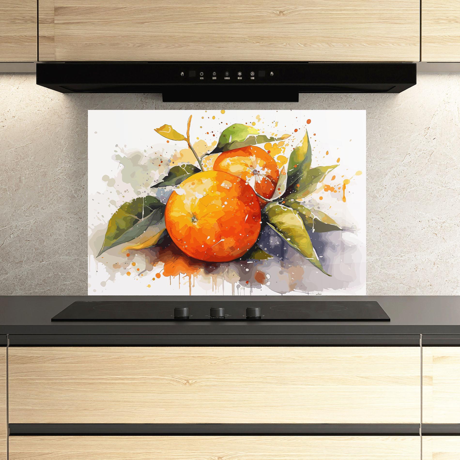 Konyhai üveg hátfal Watercolor Orange mockup 3